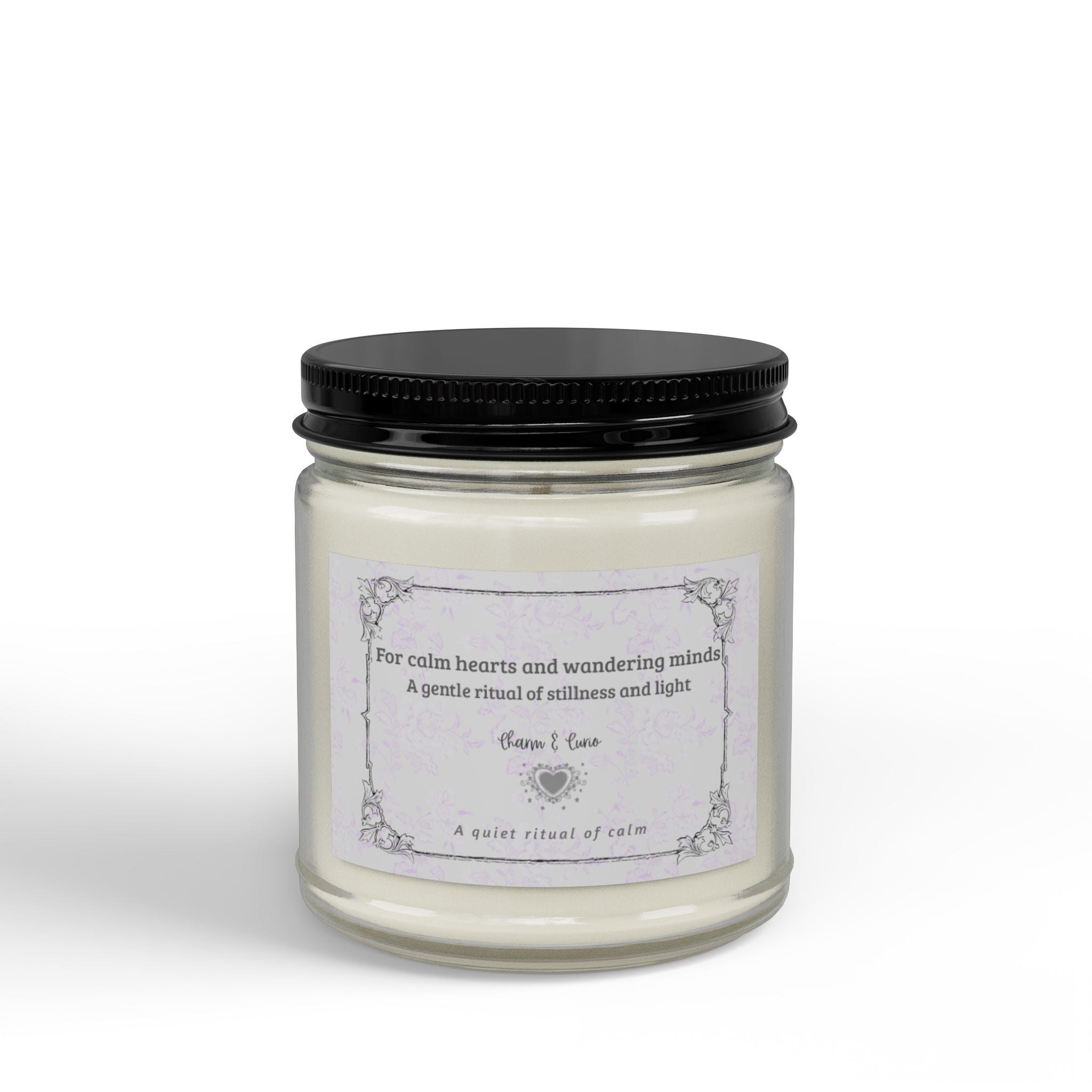 Calm Hearts Soy Scented Candle (4oz) – Amber Jar with Black Lid - Rose