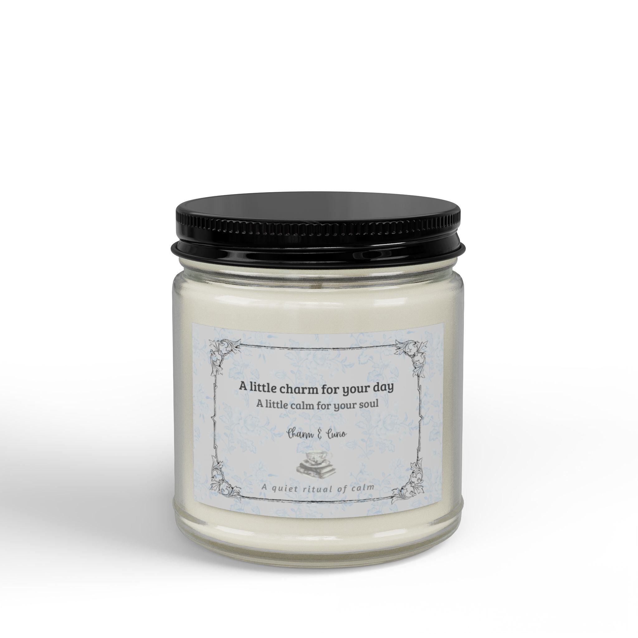 Charm Soy Scented Candle - Amber Jar with Black Lid (4oz)  Blu