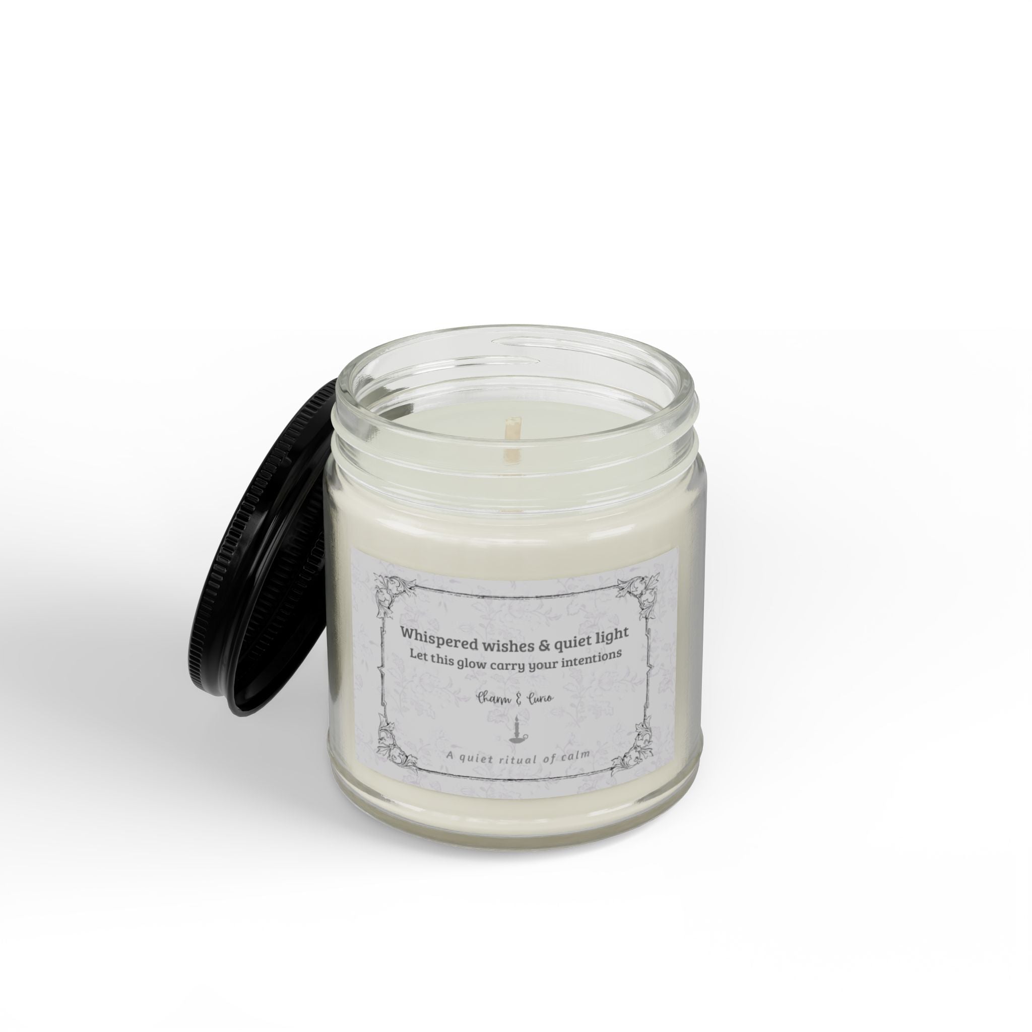 Whispered Wishes Amber Jar Soy Candle – Hand-Poured Scented Candle with Black Lid (4oz) Le Lilas