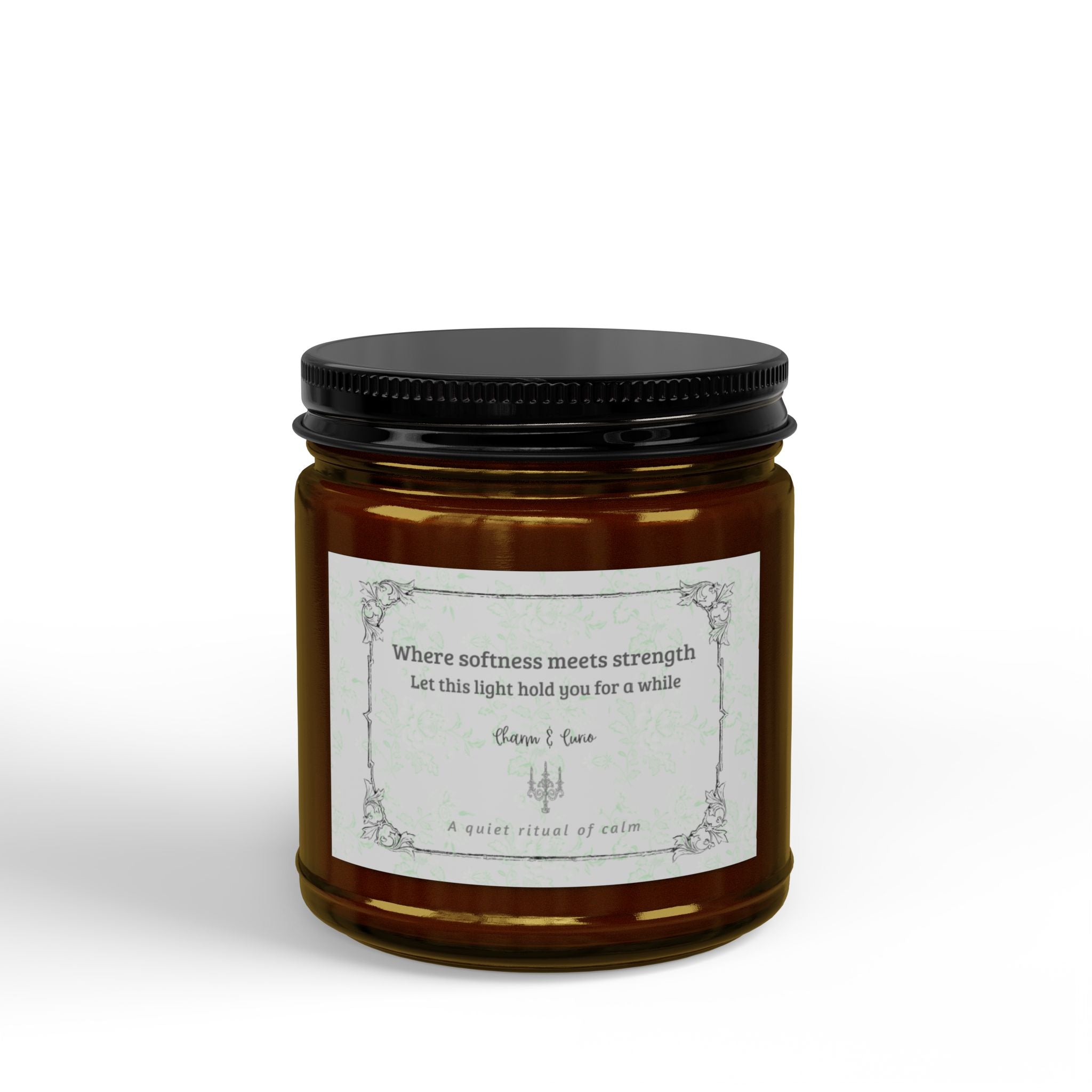 Softness Soy Scented Candle — Amber Jar with Black Lid (4oz) Vert