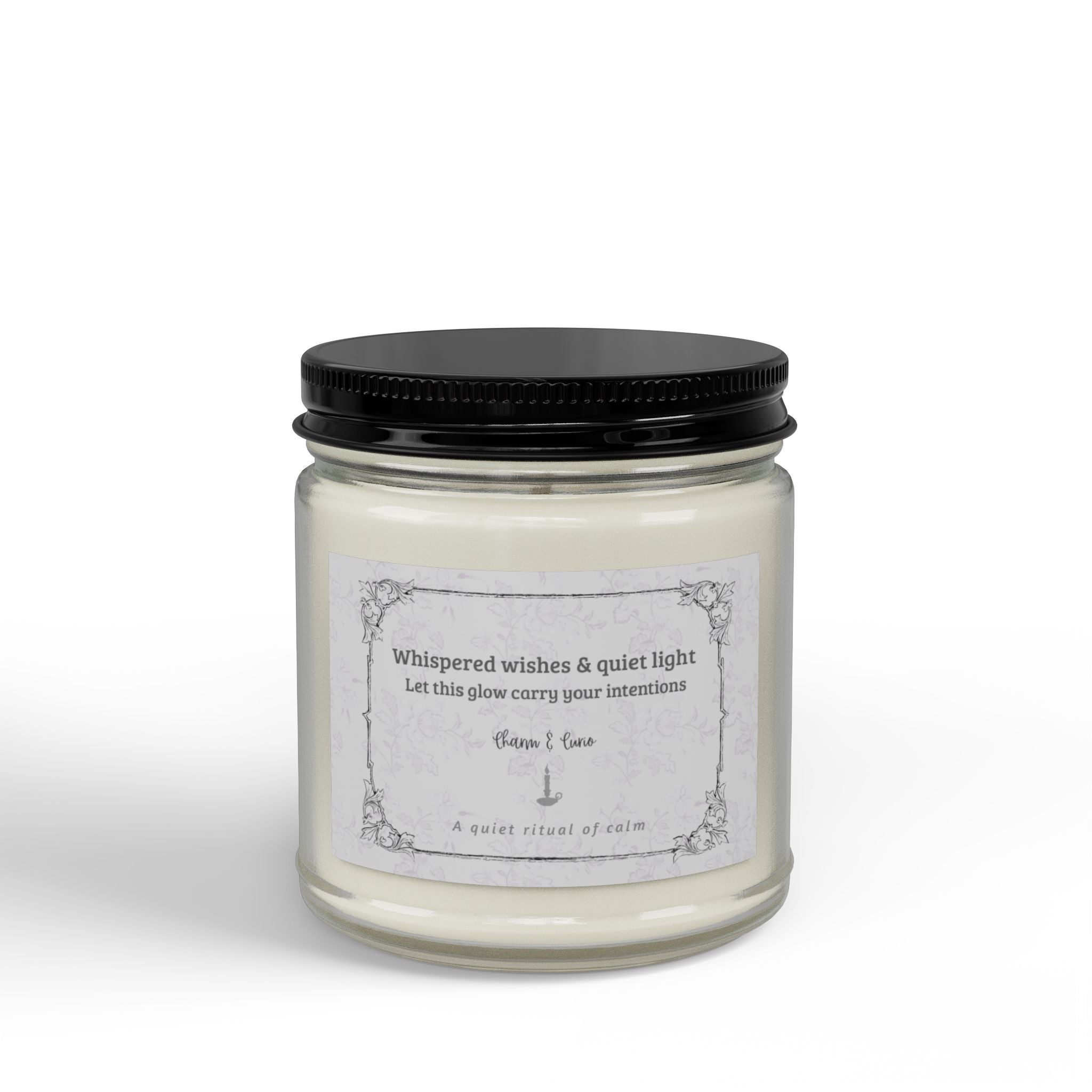 Whispered Wishes Amber Jar Soy Candle – Hand-Poured Scented Candle with Black Lid (4oz) Le Lilas