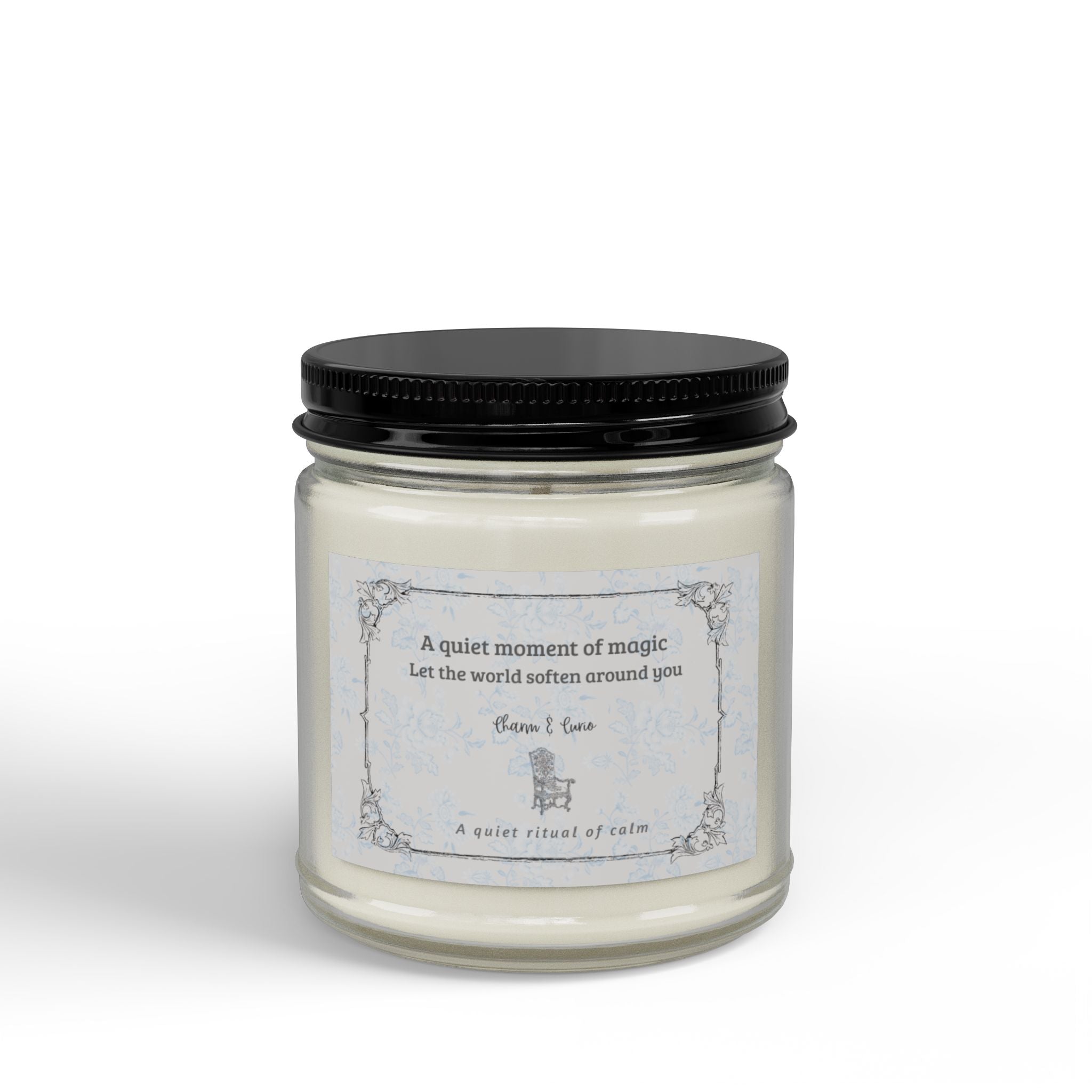 Quiet Moment Amber Glass Soy Candle with Black Lid — Natural Scented Candle (4oz) -  Bleu