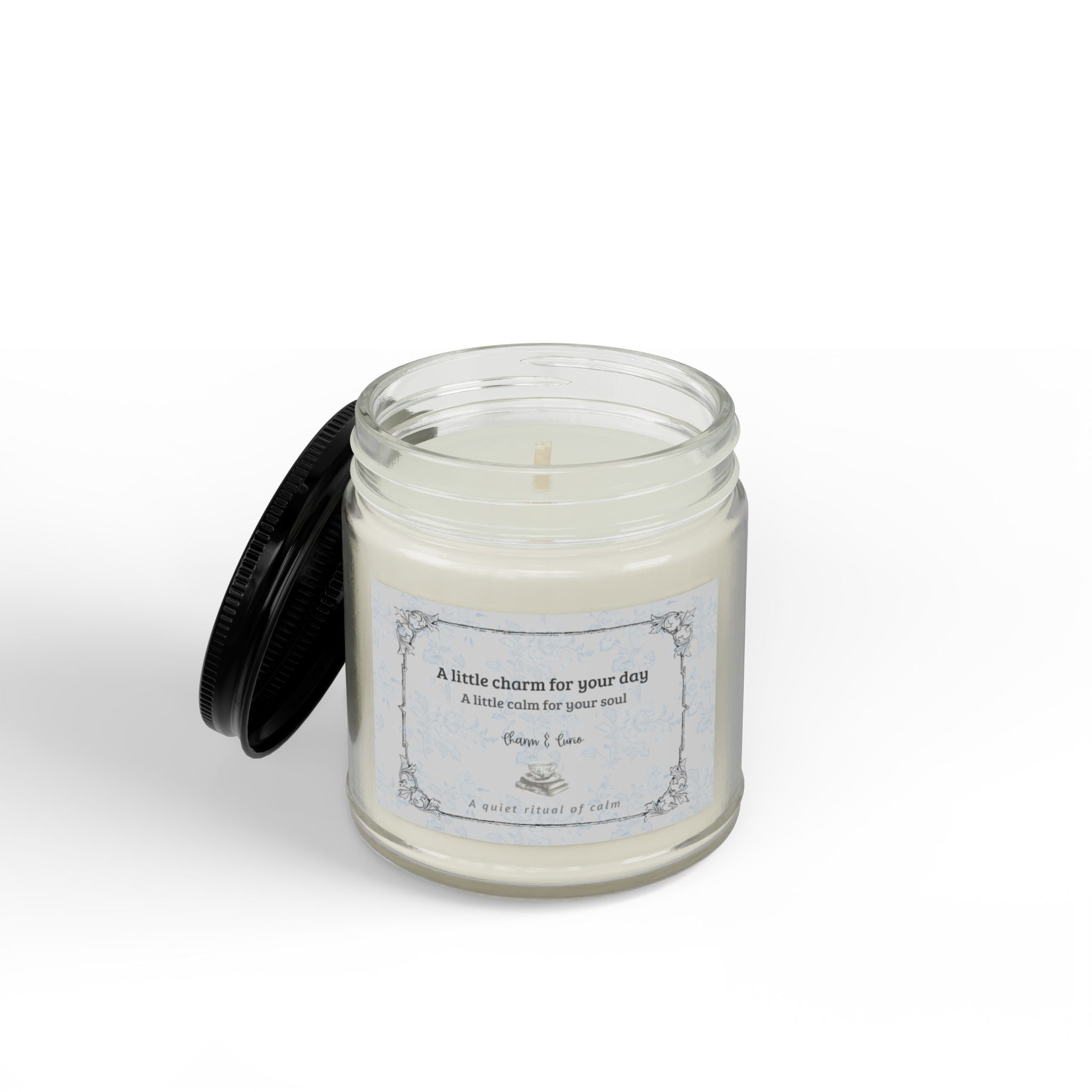 Charm Soy Scented Candle - Amber Jar with Black Lid (4oz)  Blu