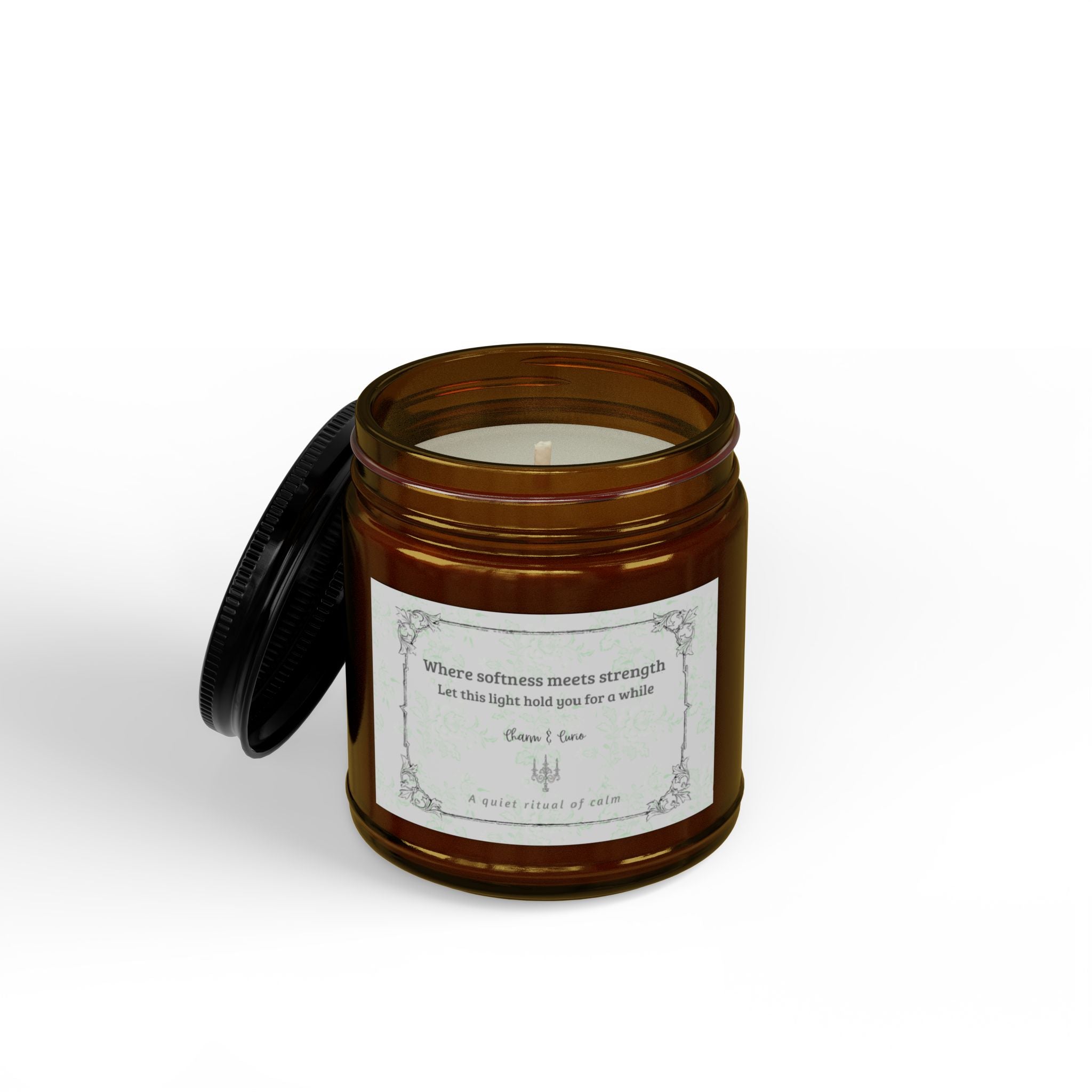 Softness Soy Scented Candle — Amber Jar with Black Lid (4oz) Vert