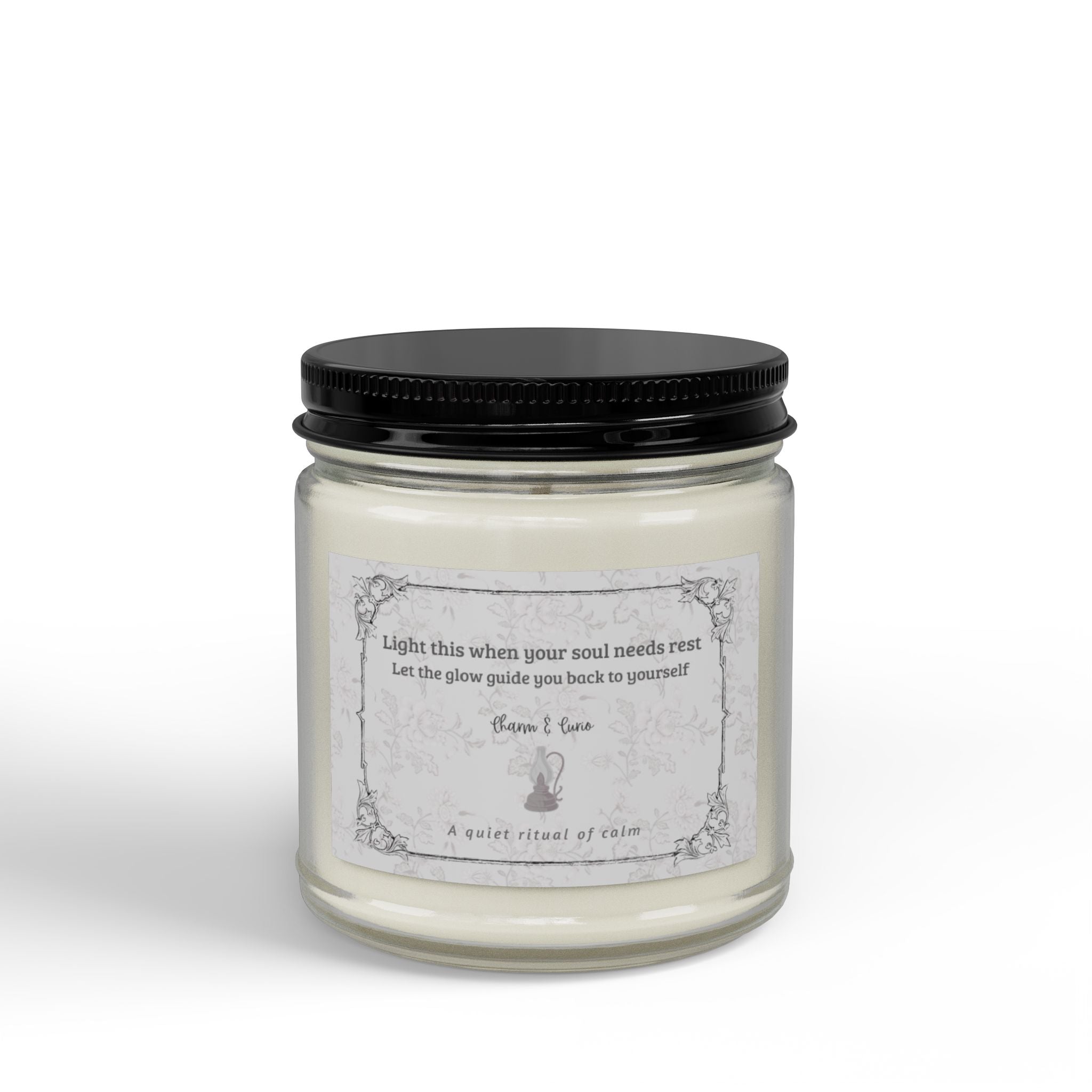 Rest Soy Scented Candle — Amber Jar with Black Lid (4oz ) Noir