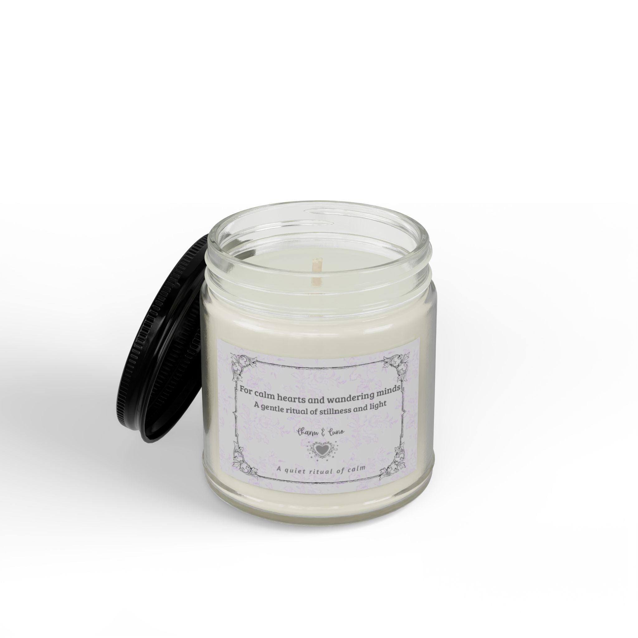 Calm Hearts Soy Scented Candle (4oz) – Amber Jar with Black Lid - Rose