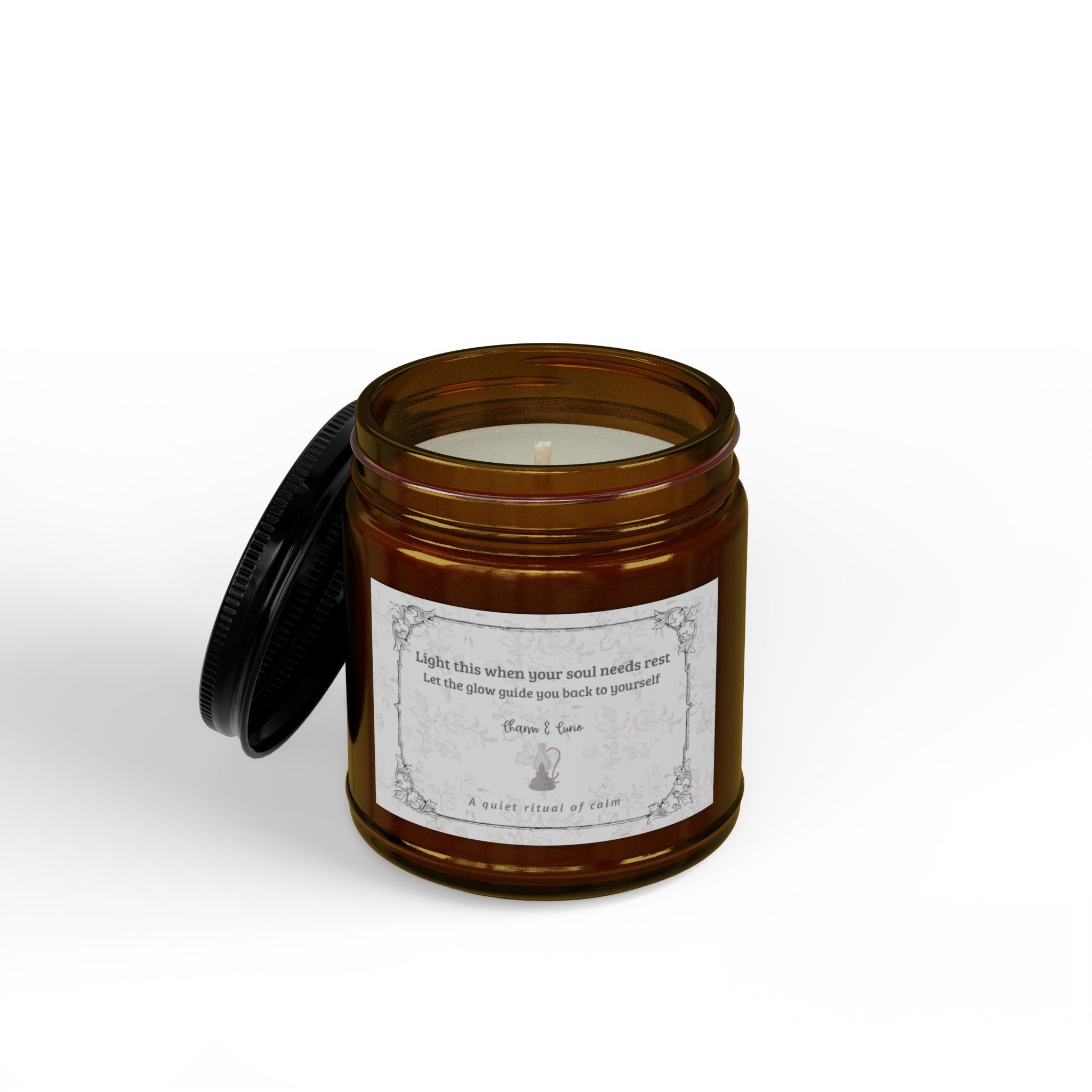 Rest Soy Scented Candle — Amber Jar with Black Lid (4oz ) Noir