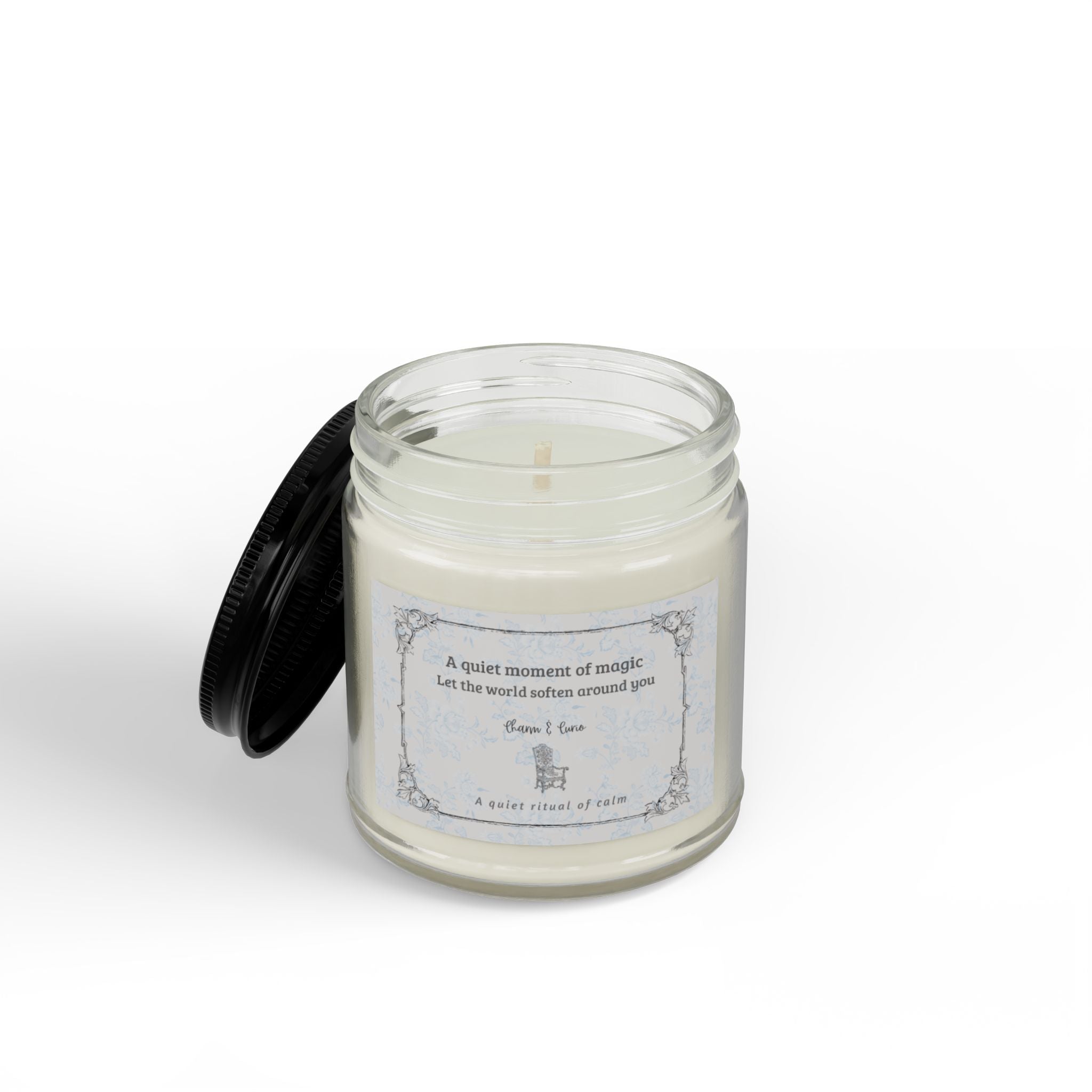 Quiet Moment Amber Glass Soy Candle with Black Lid — Natural Scented Candle (4oz) -  Bleu