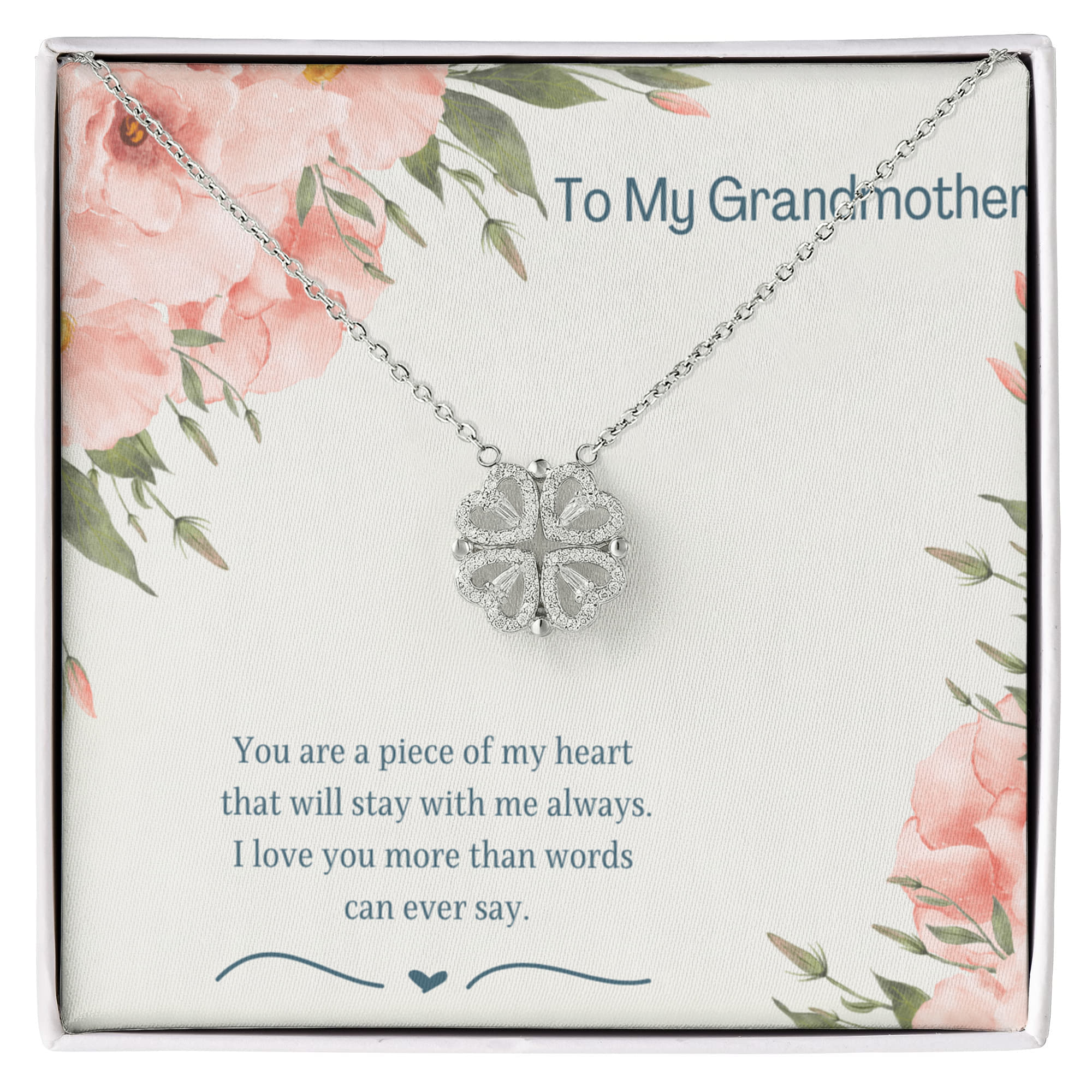 To My Grandmother Necklace – Magnetic Hearts  Necklace for Grandma – Sentimental Jewelry with Message Card – Grandmother Gift