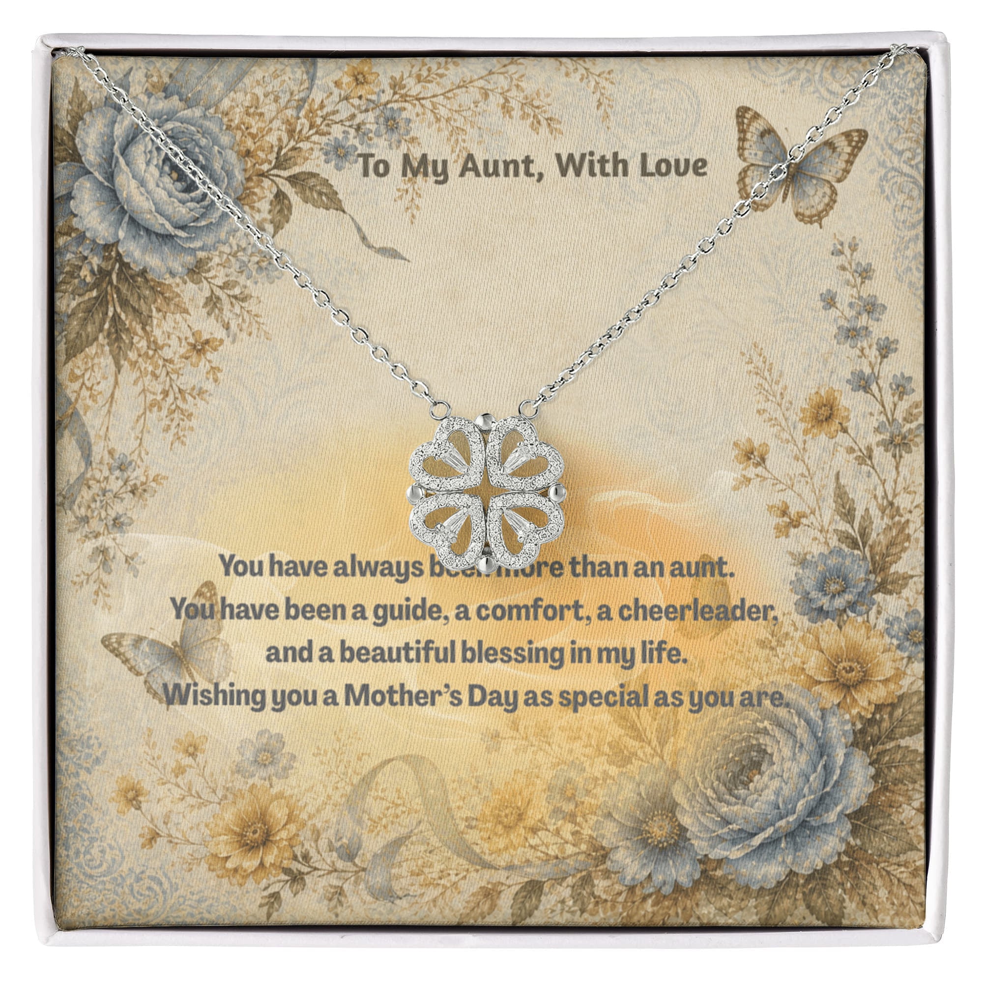 To My Aunt With Love Magnetic Hearts Necklace