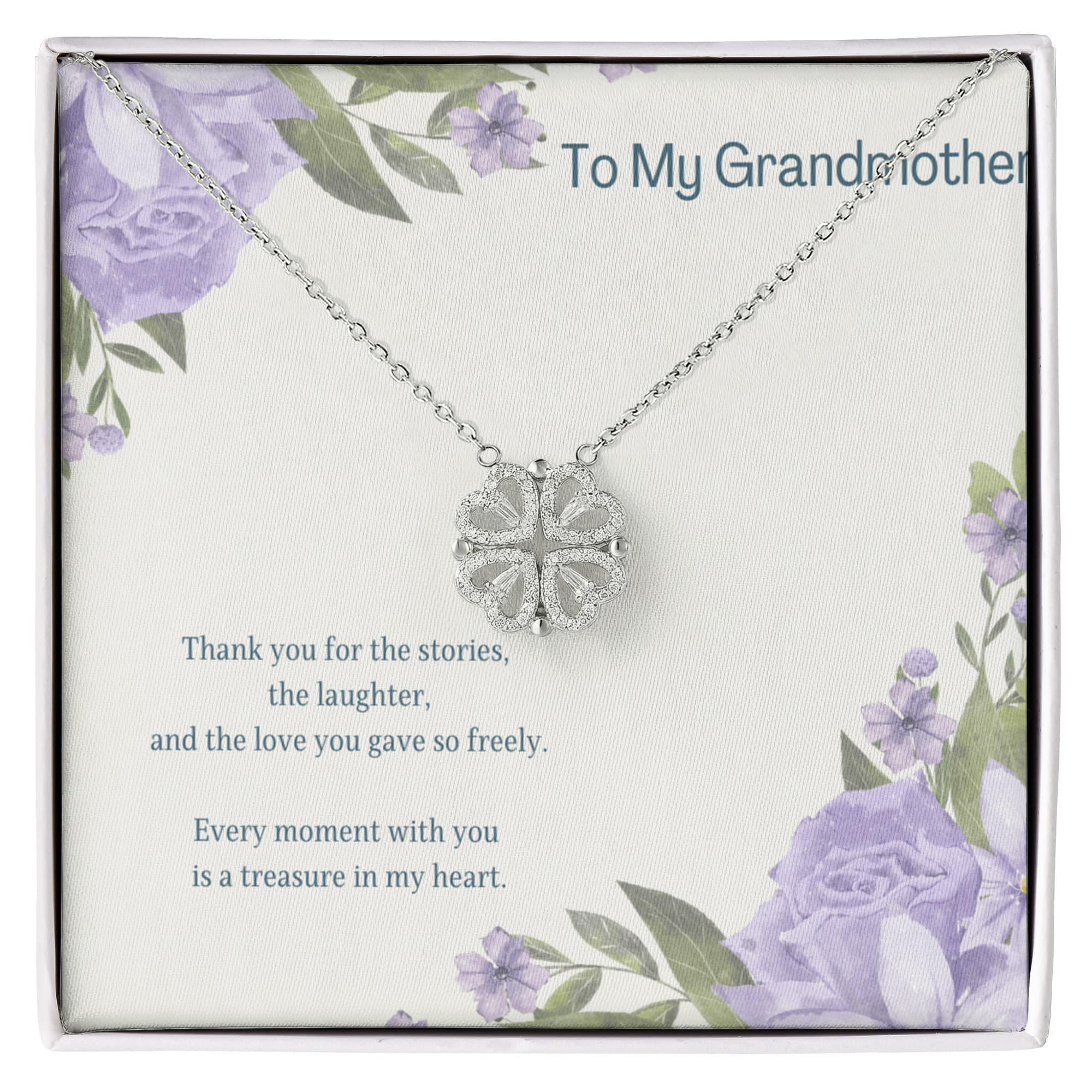 To My Grandmother Magnetic Hearts Necklace – Mother's Day Gift for Grandma – Meaningful Jewelry with Message Card