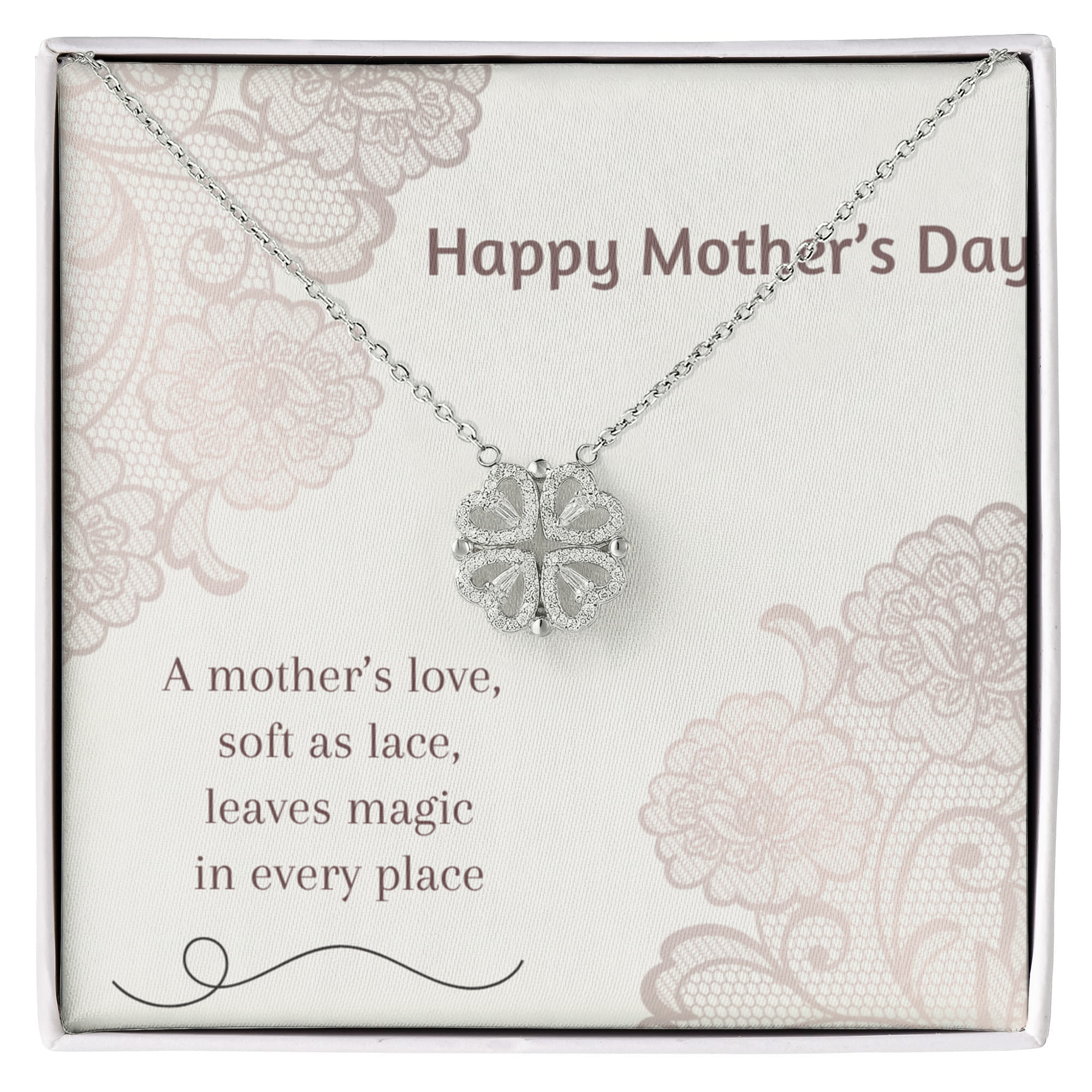 Happy Mother's Day Magnetic Hearts Necklace - Mother's Love Soft as Lace