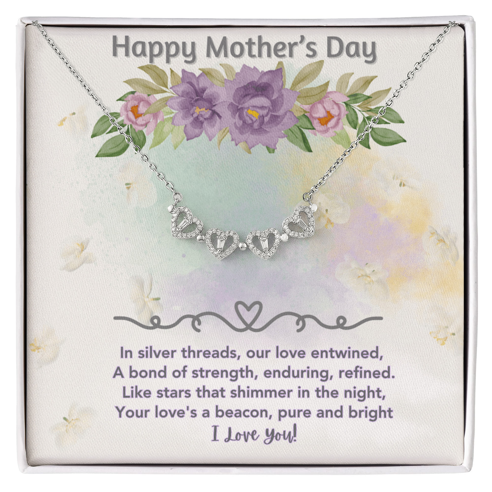 Convertible Clover & Heart Magnetic Necklace for Mom — Interlocking Four Heart Pendant | Meaningful Gift for Mother