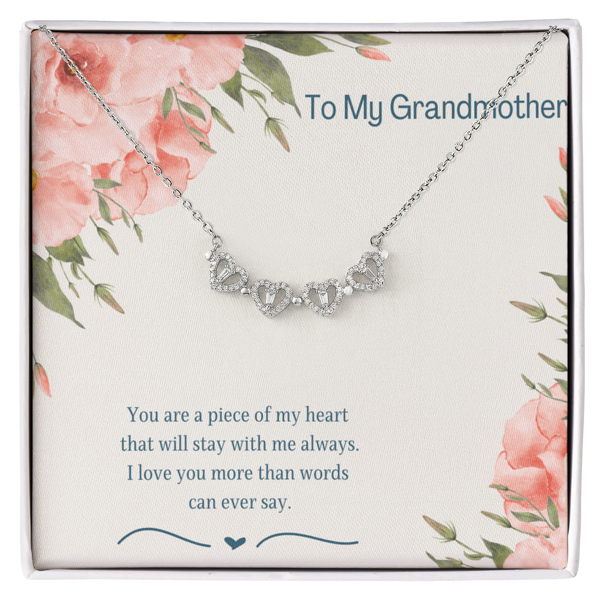 To My Grandmother Necklace – Magnetic Hearts  Necklace for Grandma – Sentimental Jewelry with Message Card – Grandmother Gift