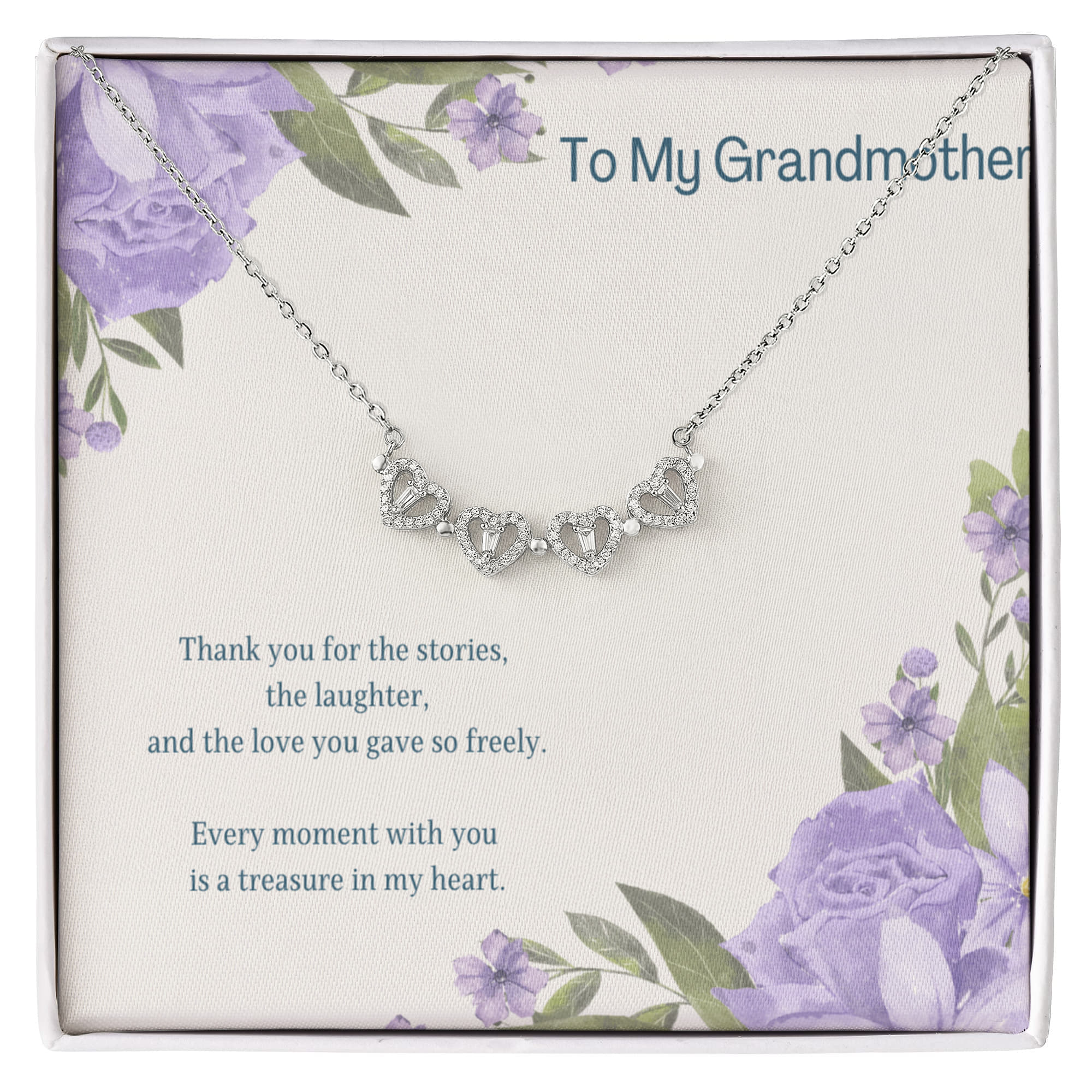 To My Grandmother Magnetic Hearts Necklace – Mother's Day Gift for Grandma – Meaningful Jewelry with Message Card
