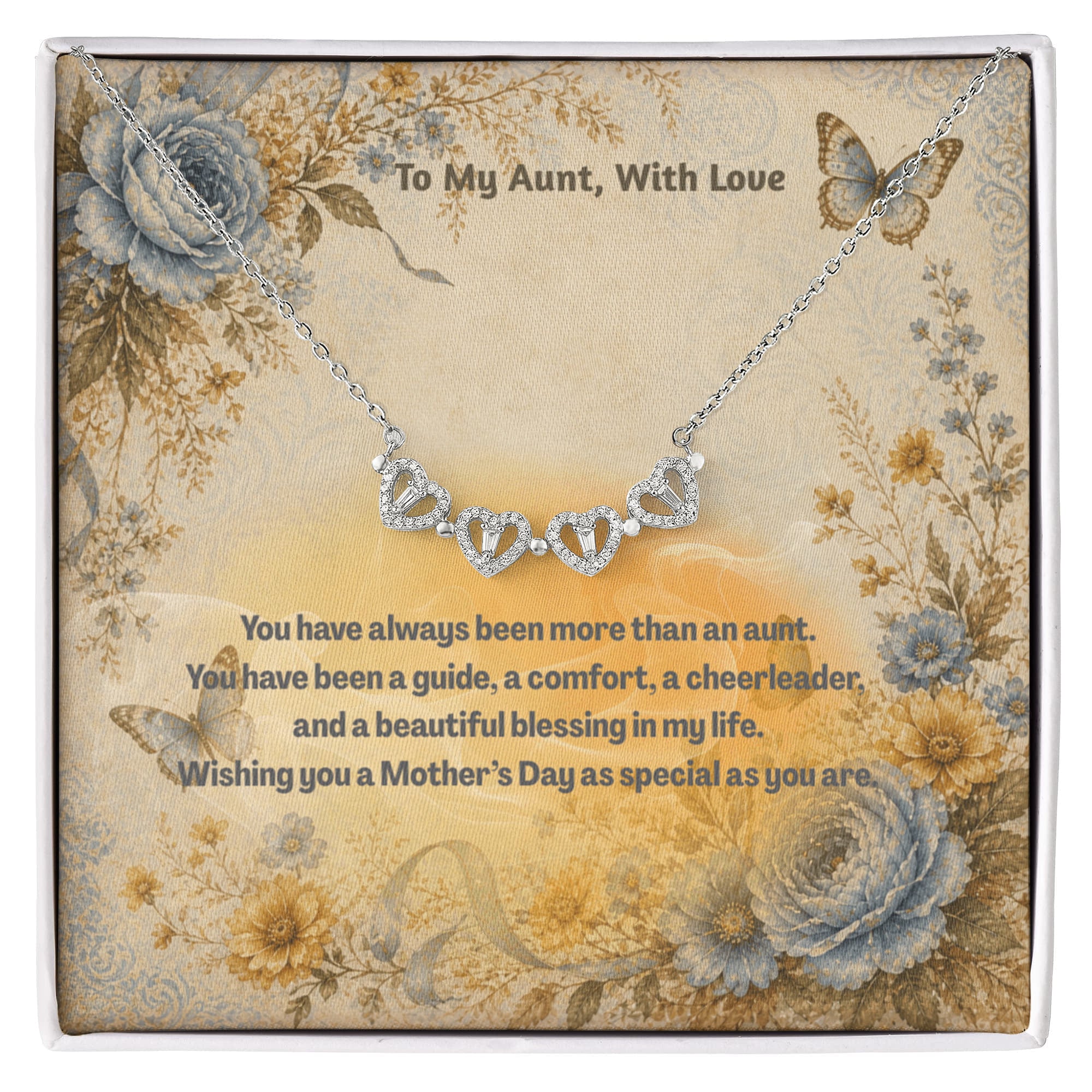 To My Aunt With Love Magnetic Hearts Necklace