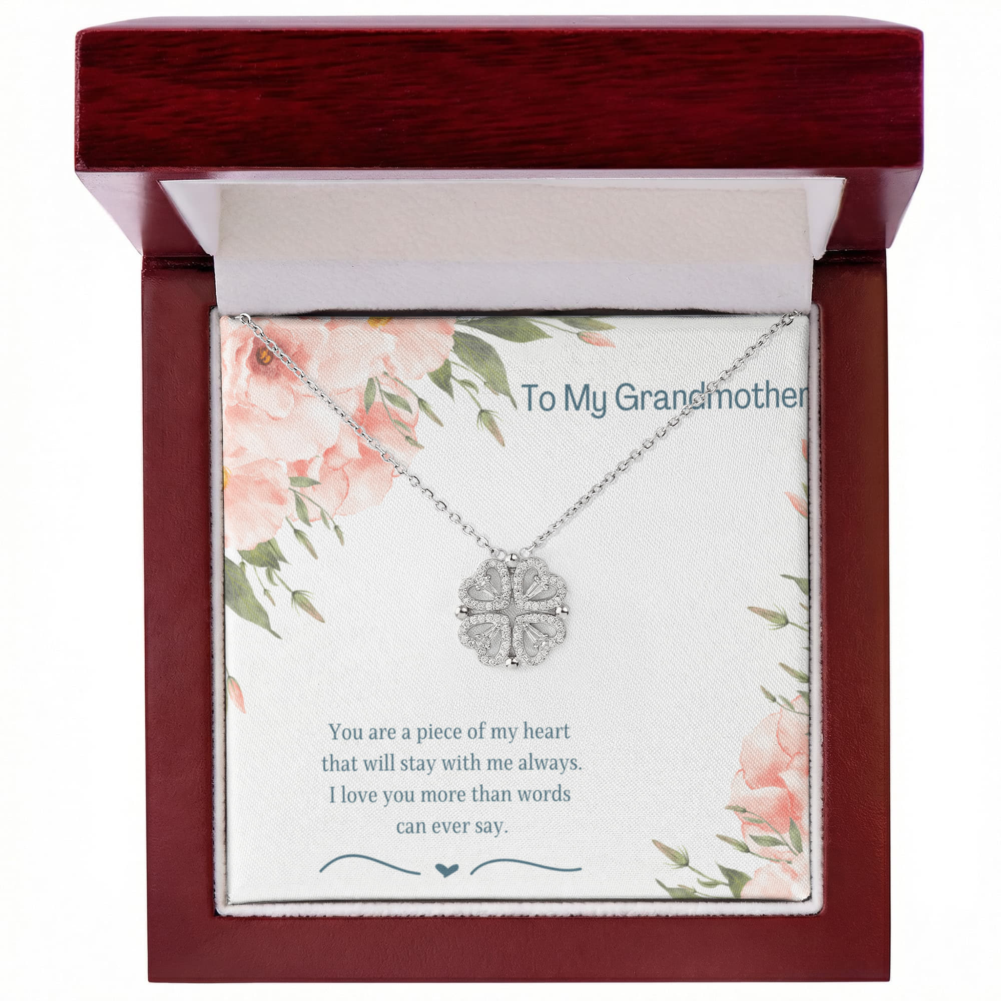 To My Grandmother Necklace – Magnetic Hearts  Necklace for Grandma – Sentimental Jewelry with Message Card – Grandmother Gift