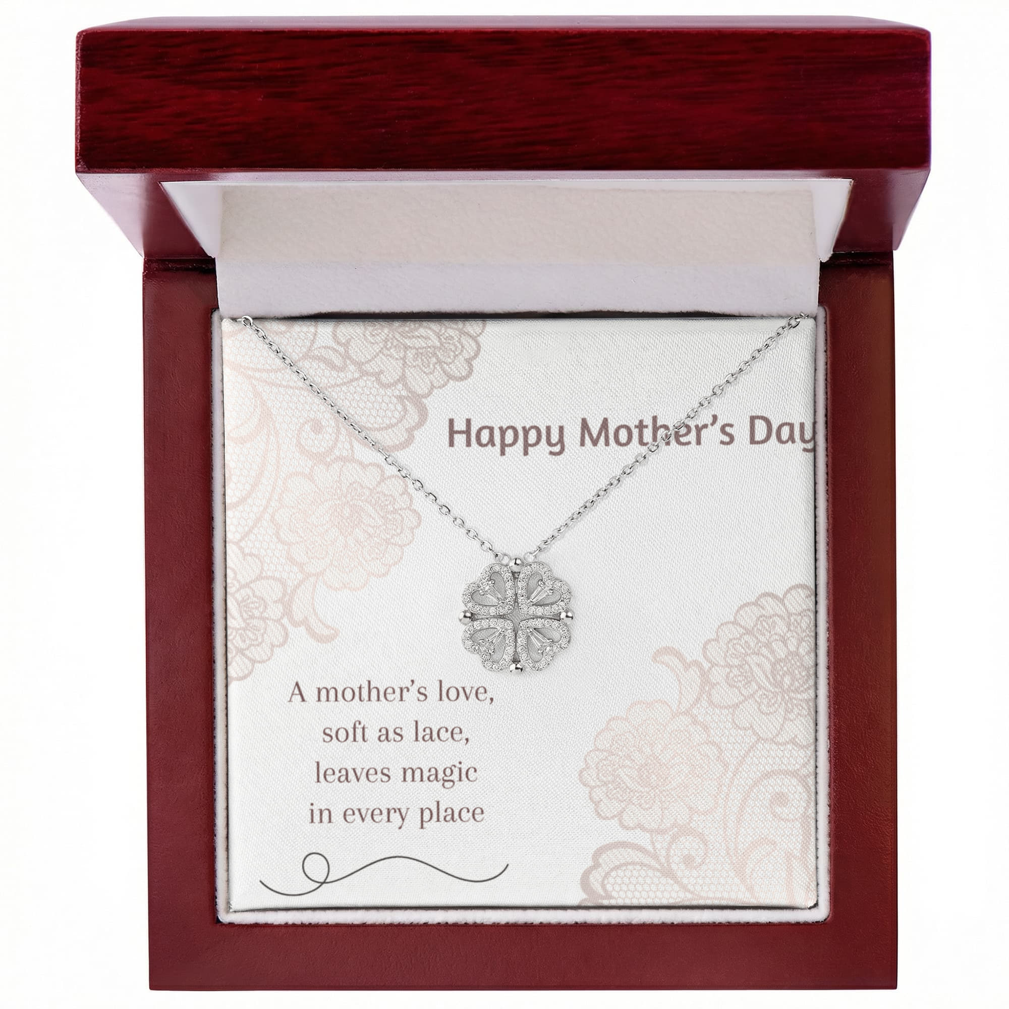 Happy Mother's Day Magnetic Hearts Necklace - Mother's Love Soft as Lace