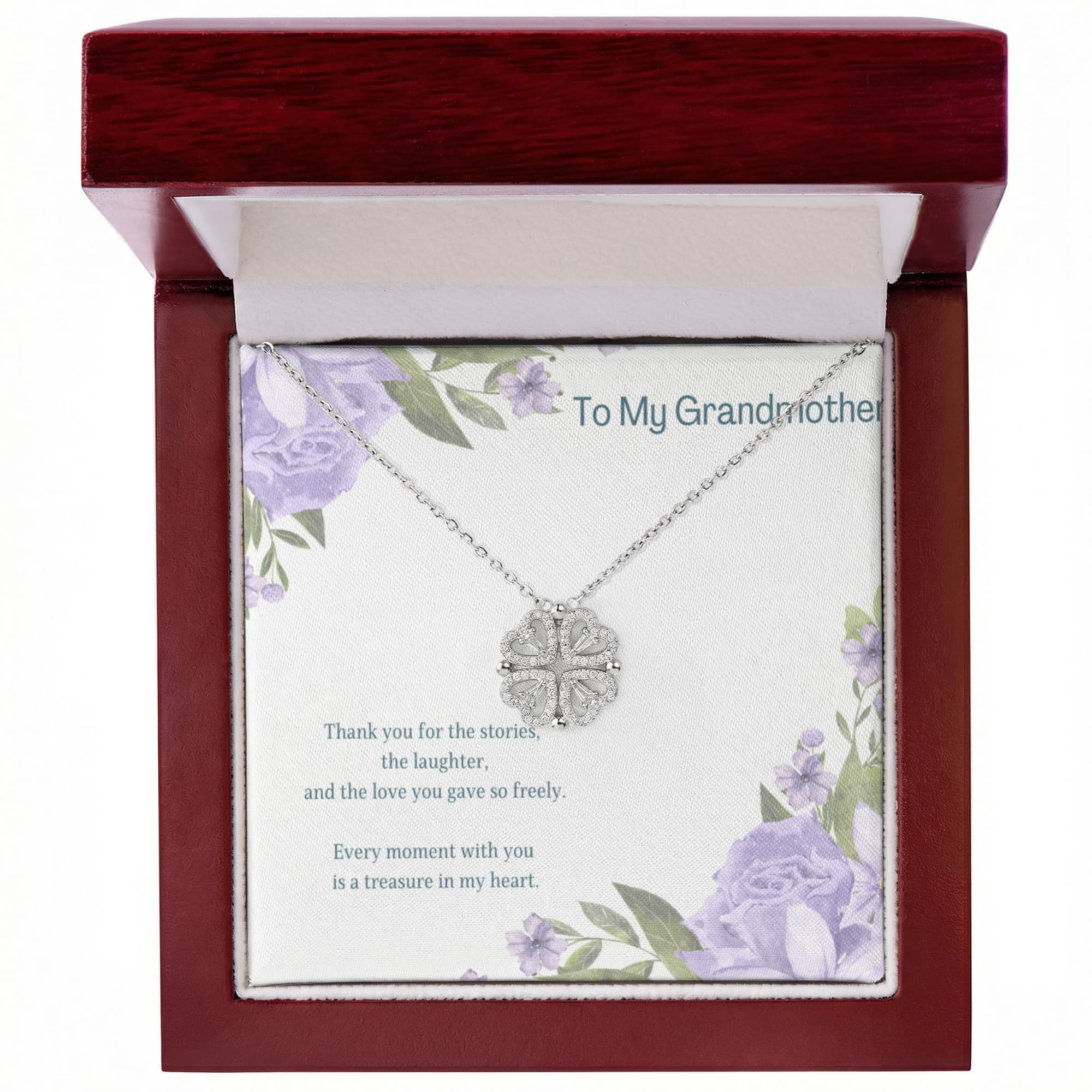 To My Grandmother Magnetic Hearts Necklace – Mother's Day Gift for Grandma – Meaningful Jewelry with Message Card