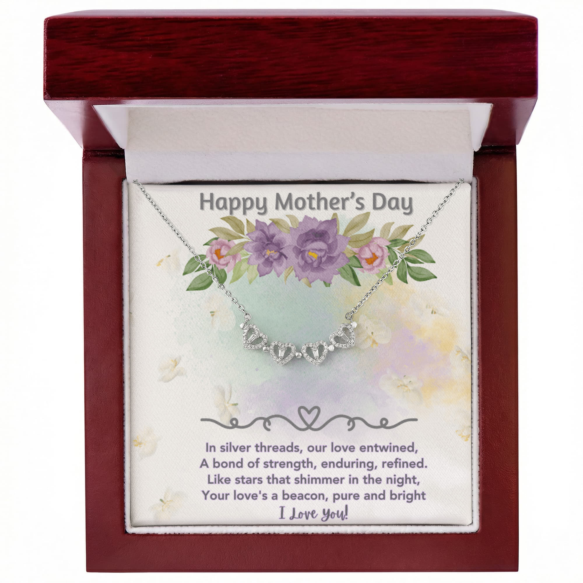 Convertible Clover & Heart Magnetic Necklace for Mom — Interlocking Four Heart Pendant | Meaningful Gift for Mother