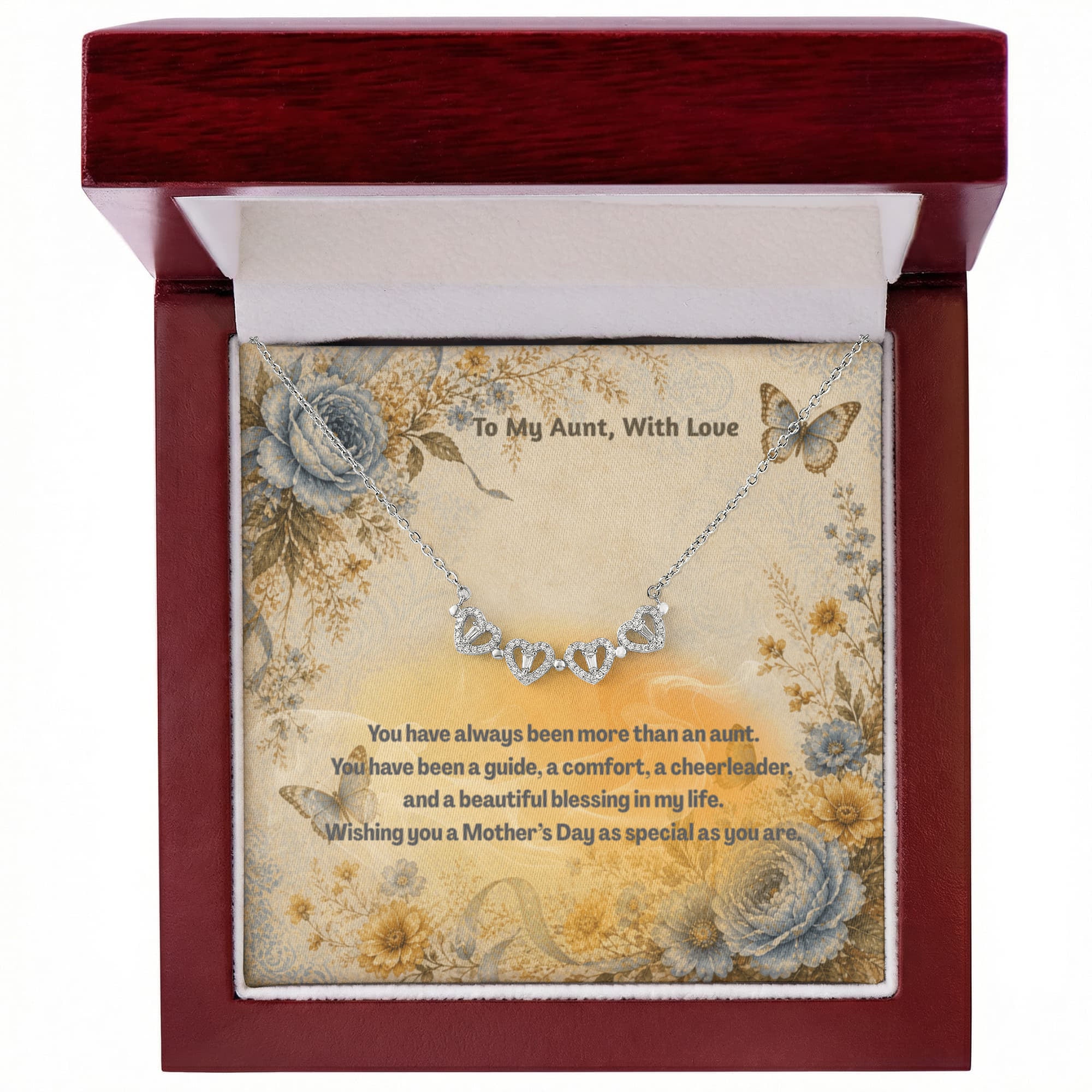 To My Aunt With Love Magnetic Hearts Necklace