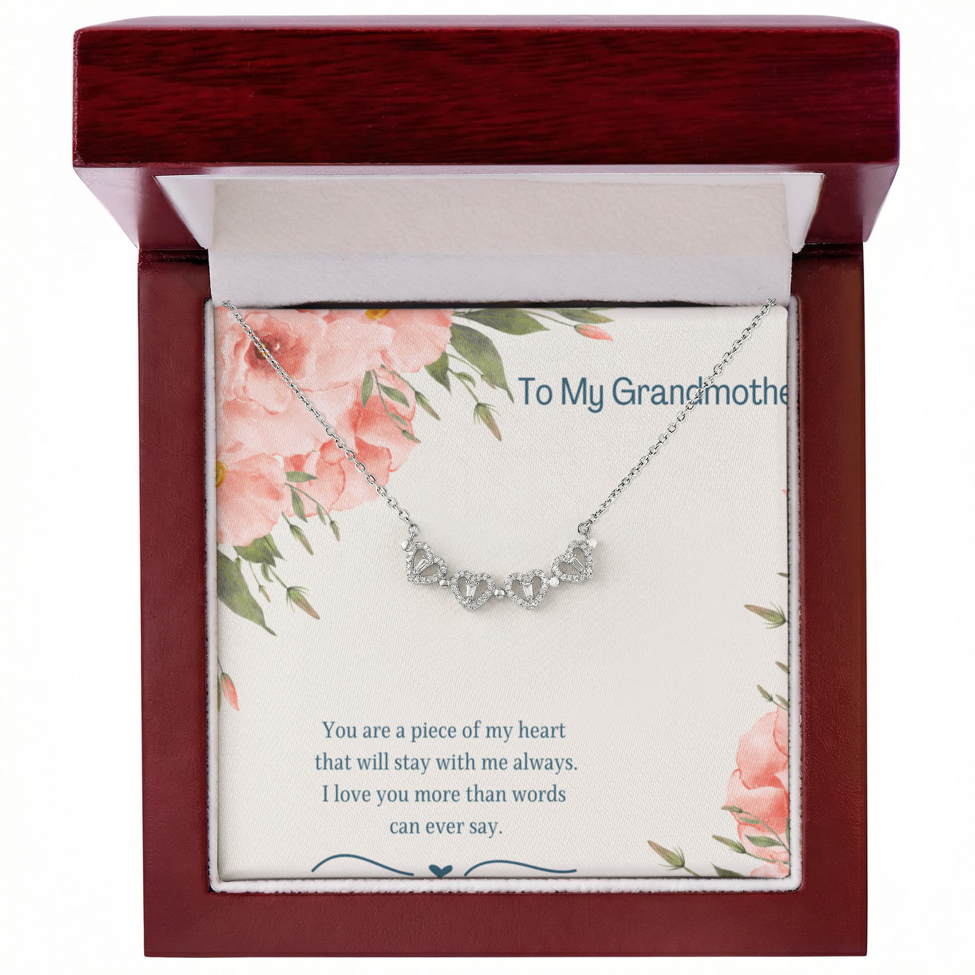 To My Grandmother Necklace – Magnetic Hearts  Necklace for Grandma – Sentimental Jewelry with Message Card – Grandmother Gift