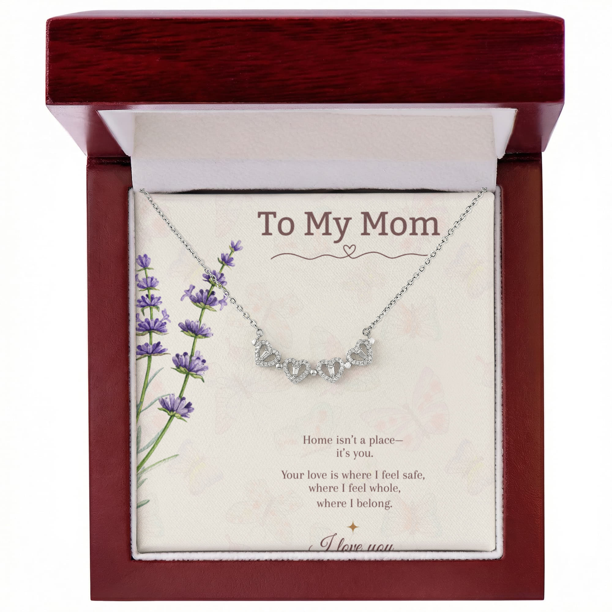 To My Mom Magnetic Hearts Necklace – Mother's Day Gift – Meaningful Jewelry with Message Card – Gift for Mom from Daughter or Son