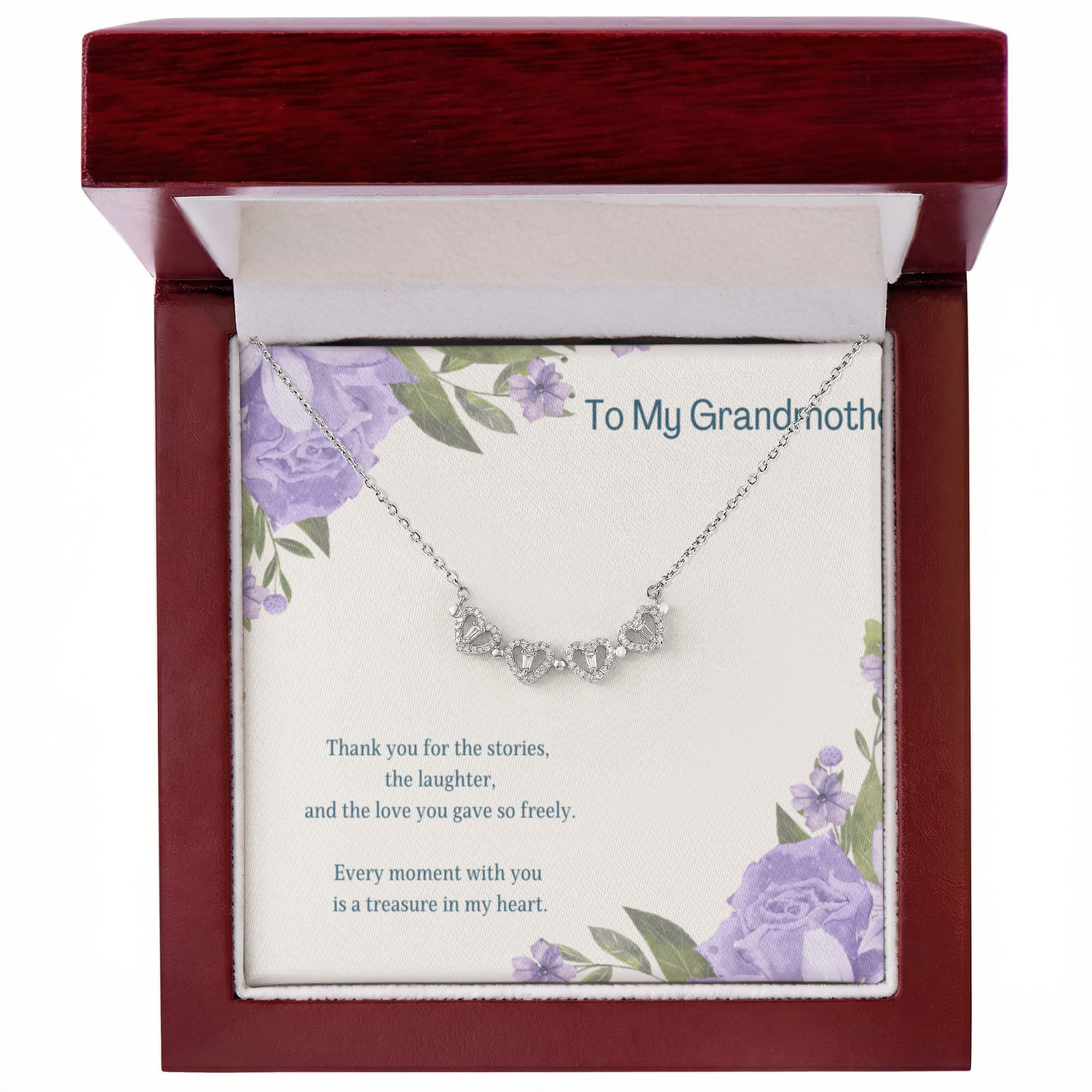 To My Grandmother Magnetic Hearts Necklace – Mother's Day Gift for Grandma – Meaningful Jewelry with Message Card