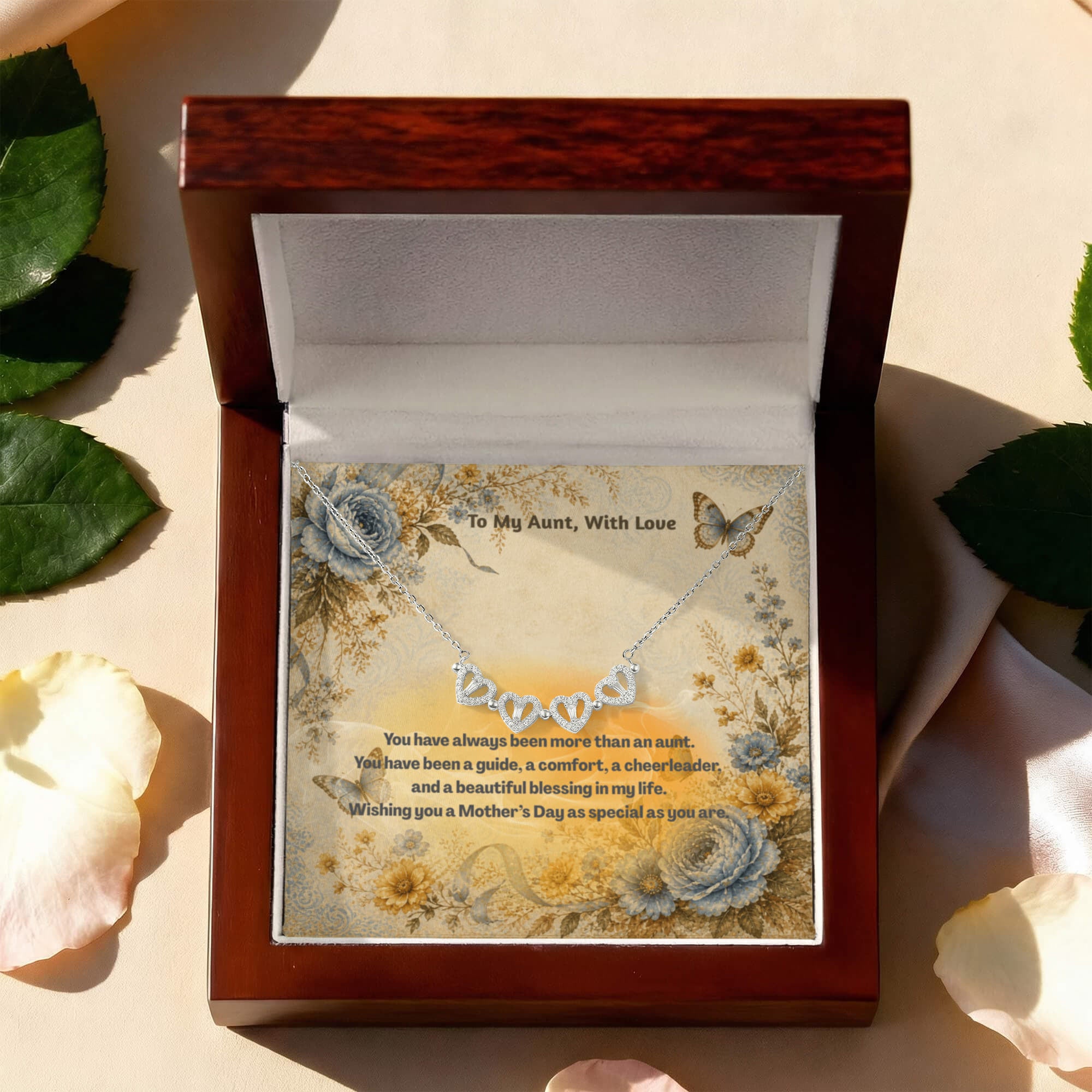 To My Aunt With Love Magnetic Hearts Necklace