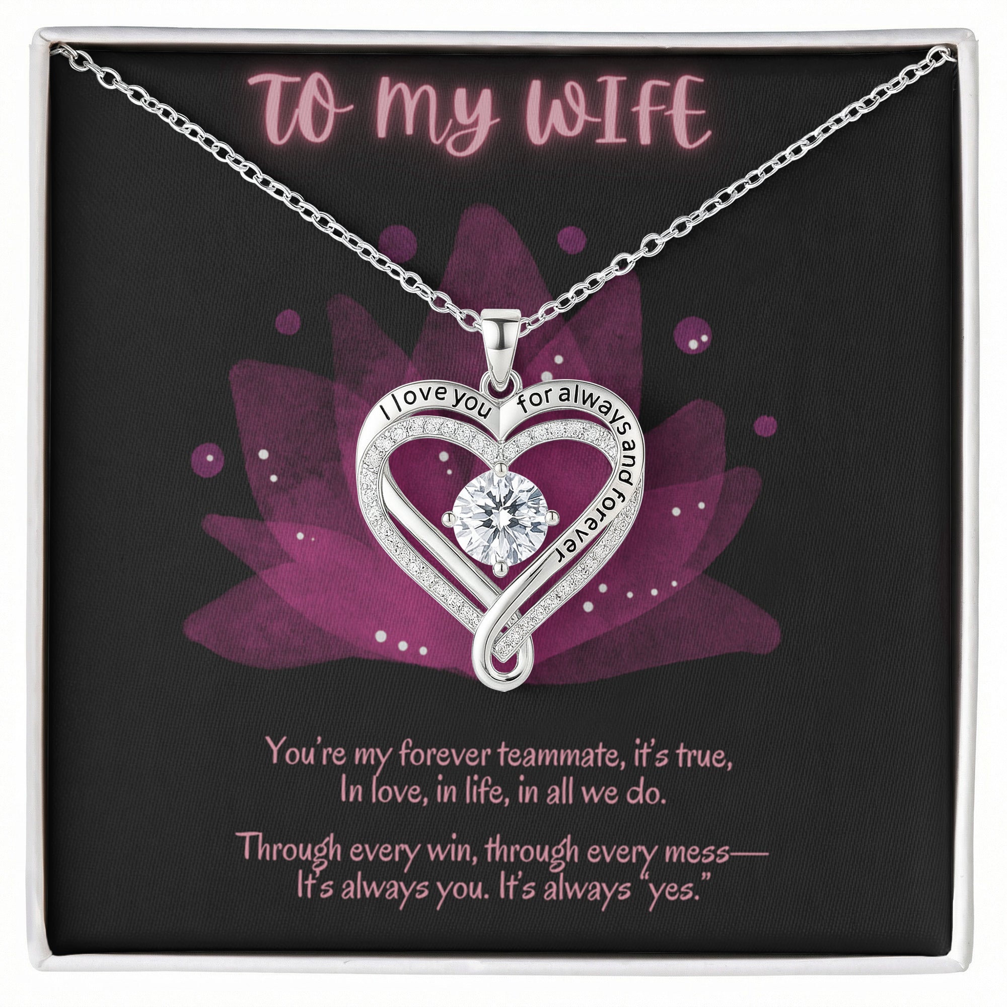 To My Wife Necklace – Romantic Gift for Wife – Anniversary or Valentine's Day Jewelry with Message Card