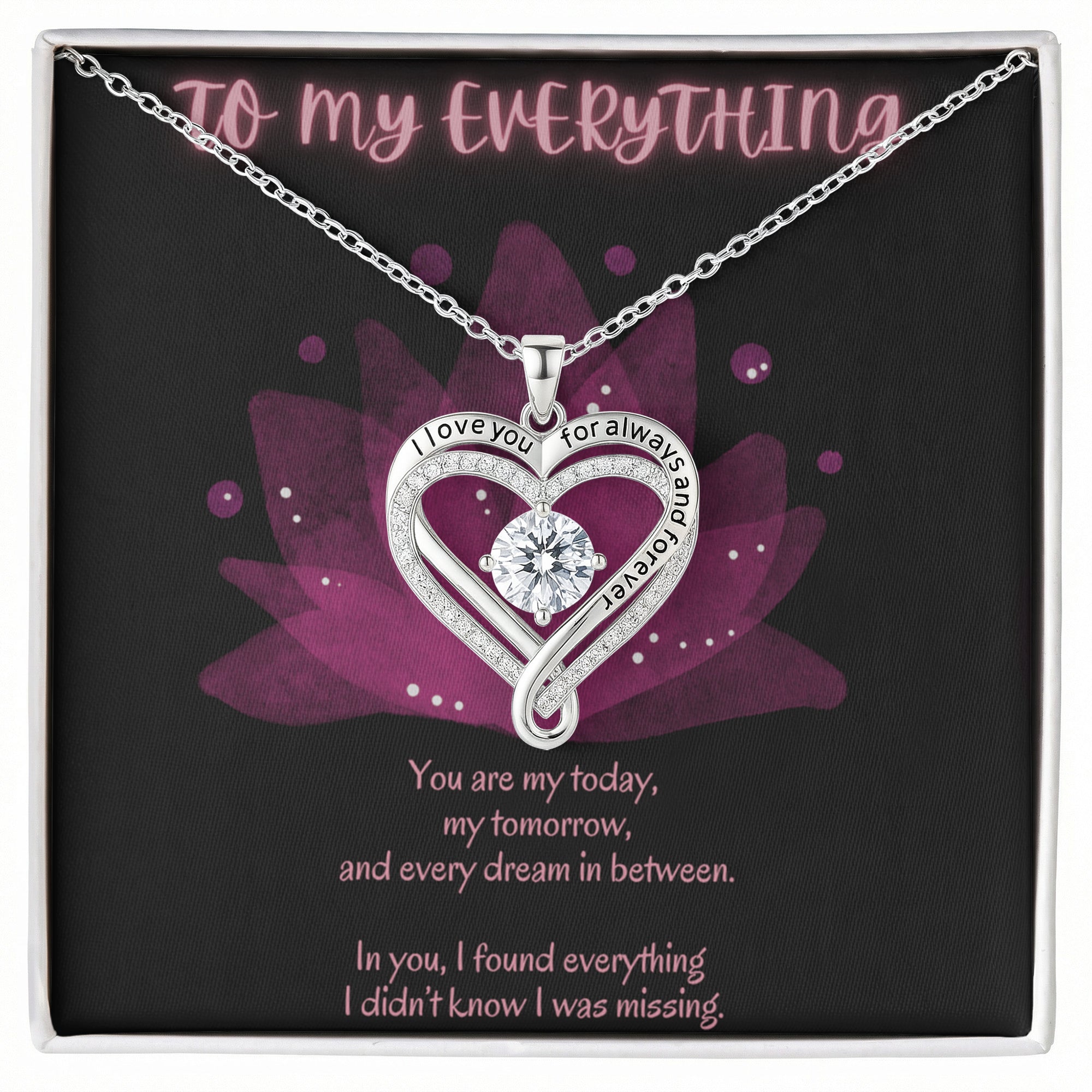To My Everything Necklace – Romantic Gift for Her – Meaningful Love Jewelry with Message Card