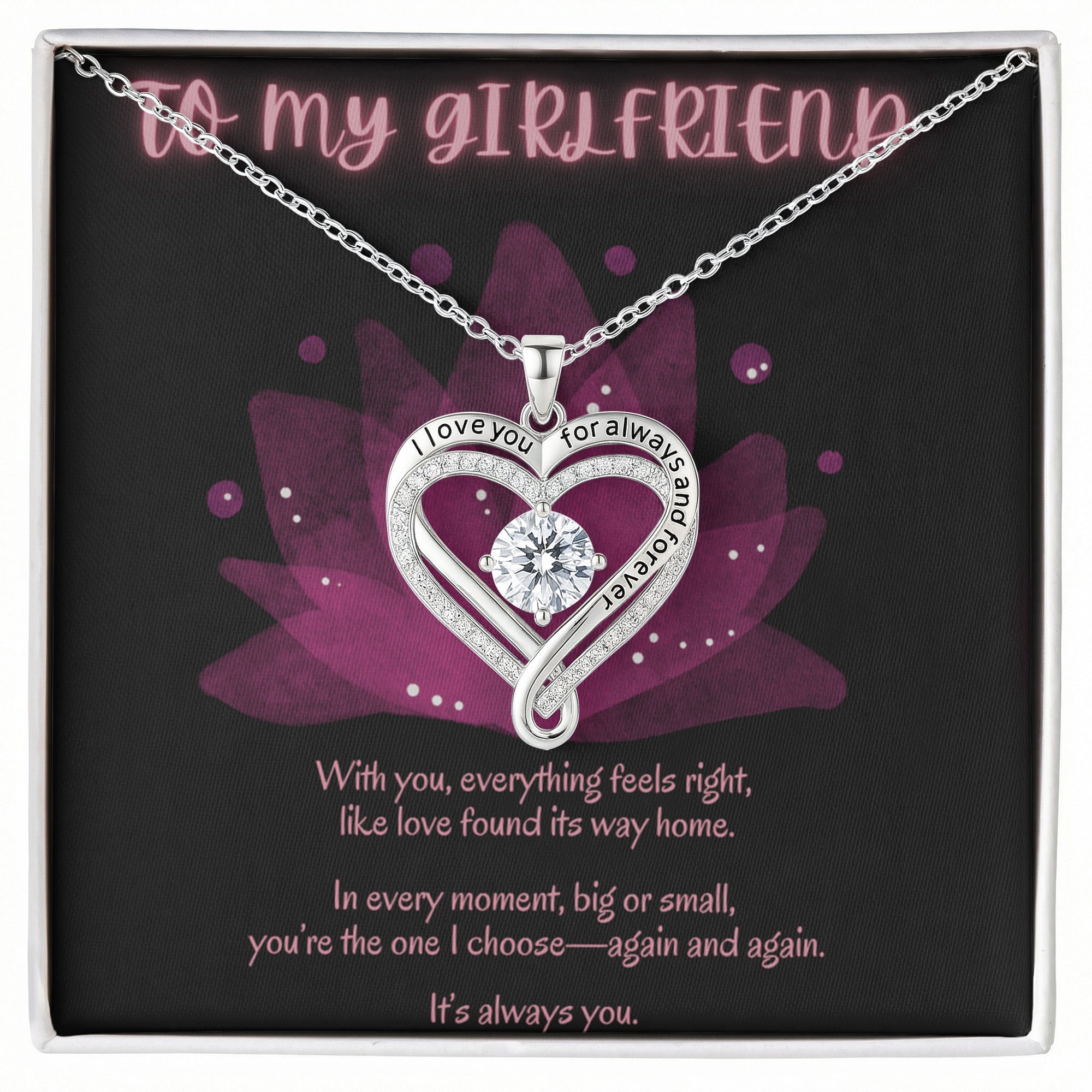 To My Girlfriend Necklace – Romantic Gift for Girlfriend – Meaningful Jewelry with Love Message Card