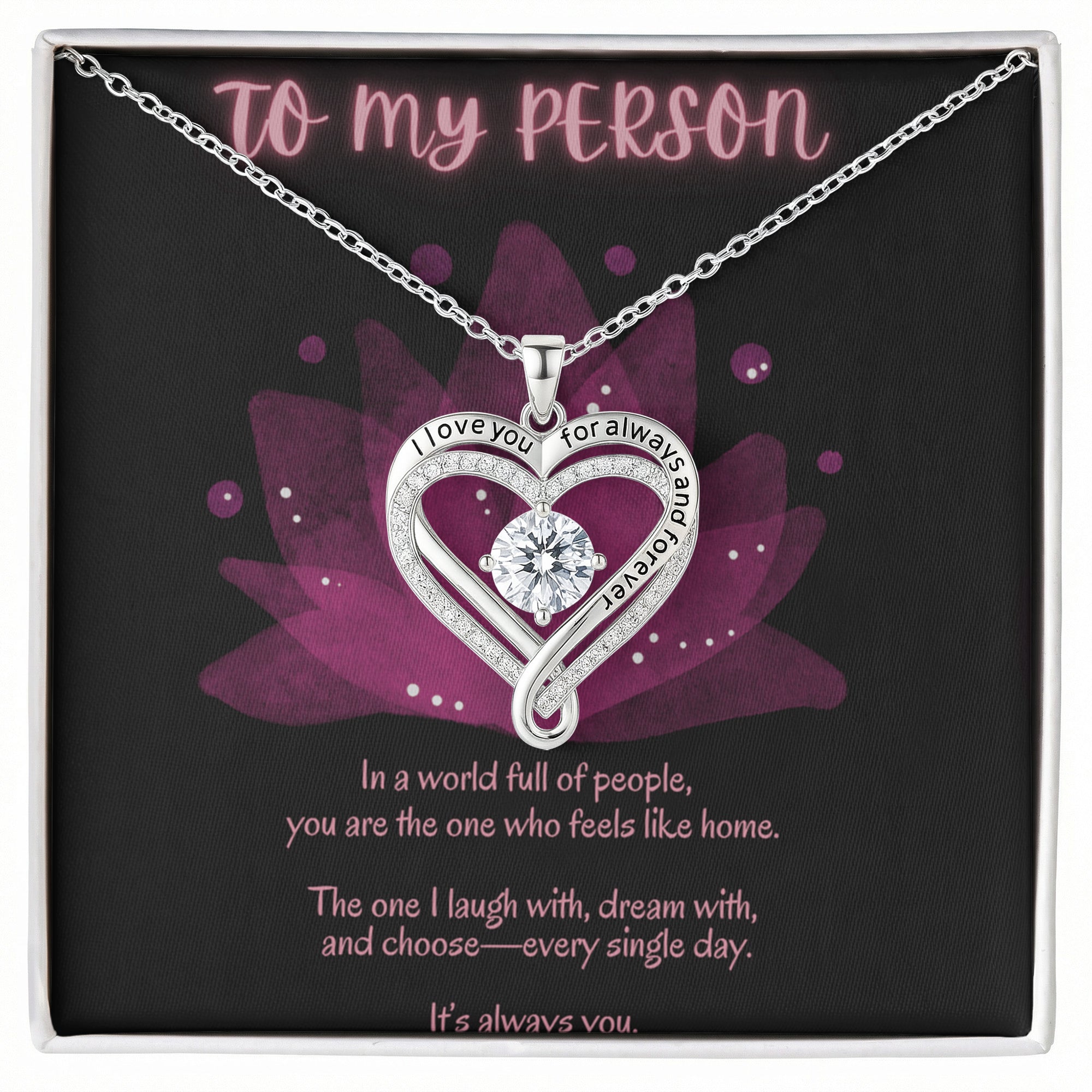 To My Person Necklace – Romantic Gift for Her – Sentimental Jewelry with Message Card