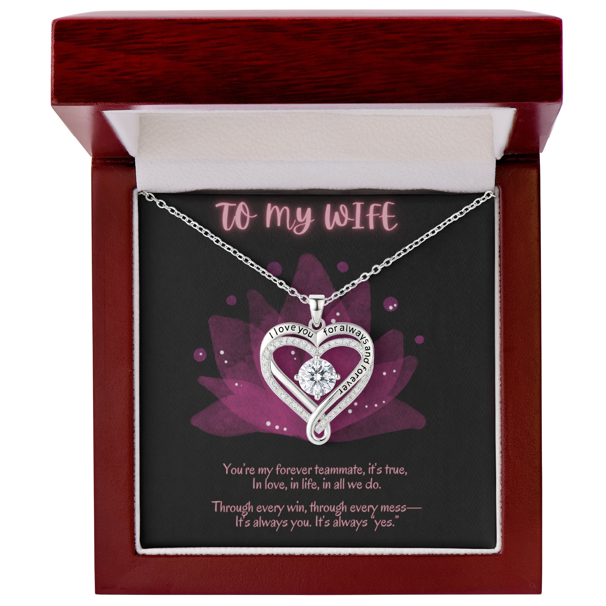 To My Wife Necklace – Romantic Gift for Wife – Anniversary or Valentine's Day Jewelry with Message Card