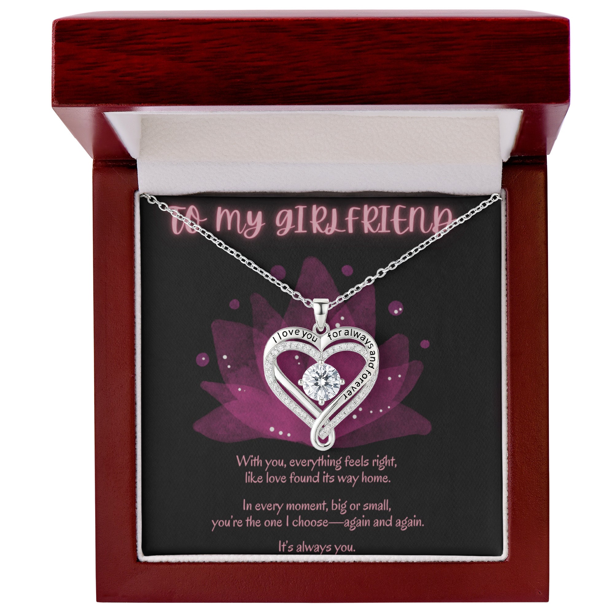 To My Girlfriend Necklace – Romantic Gift for Girlfriend – Meaningful Jewelry with Love Message Card