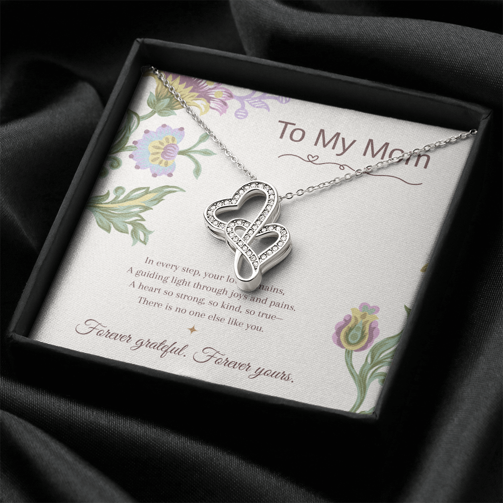 To My Mom Heart-to-Heart Necklace – Mother's Day Gift – Meaningful Jewelry with Message Card – Gift for Mom from Daughter or Son
