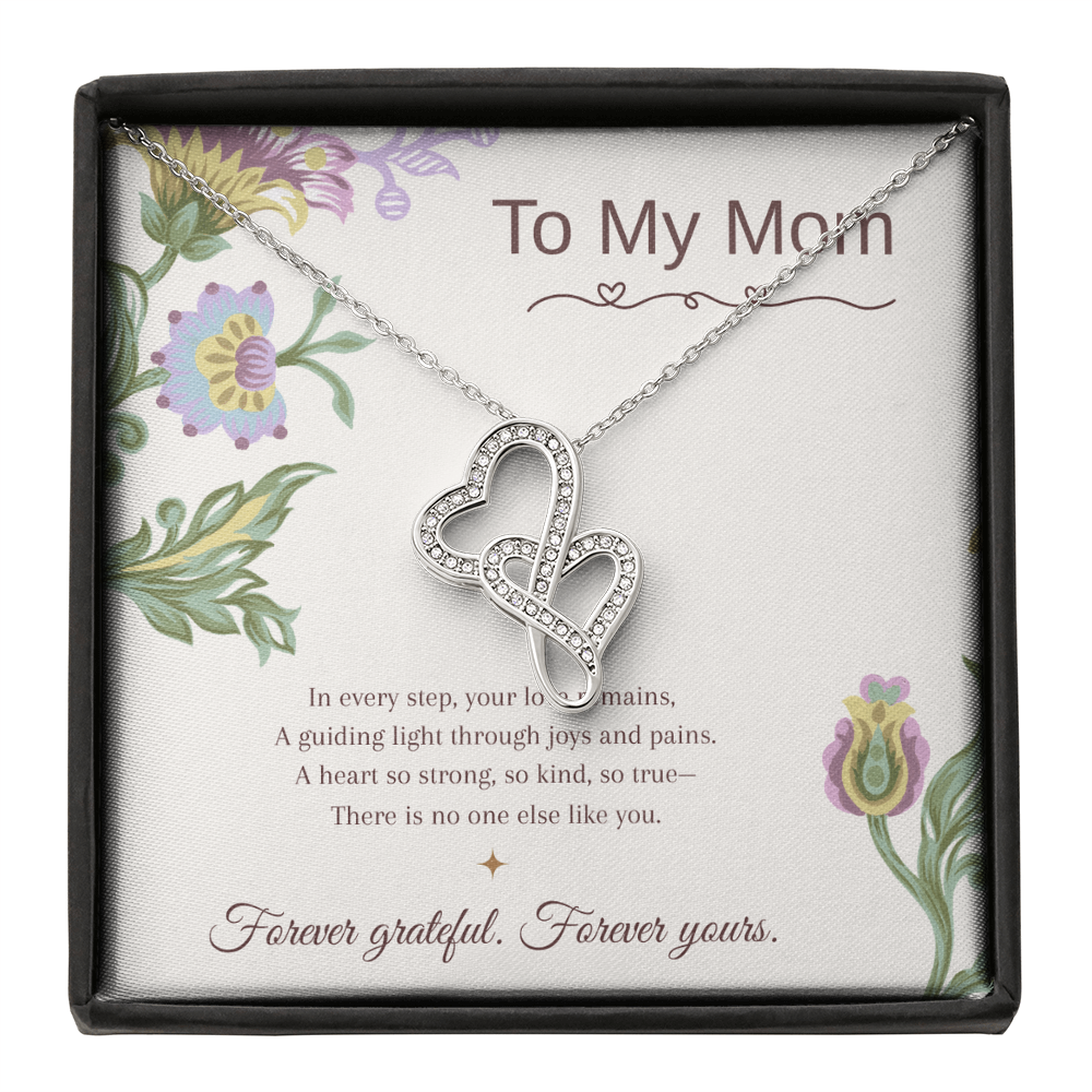 To My Mom Heart-to-Heart Necklace – Mother's Day Gift – Meaningful Jewelry with Message Card – Gift for Mom from Daughter or Son