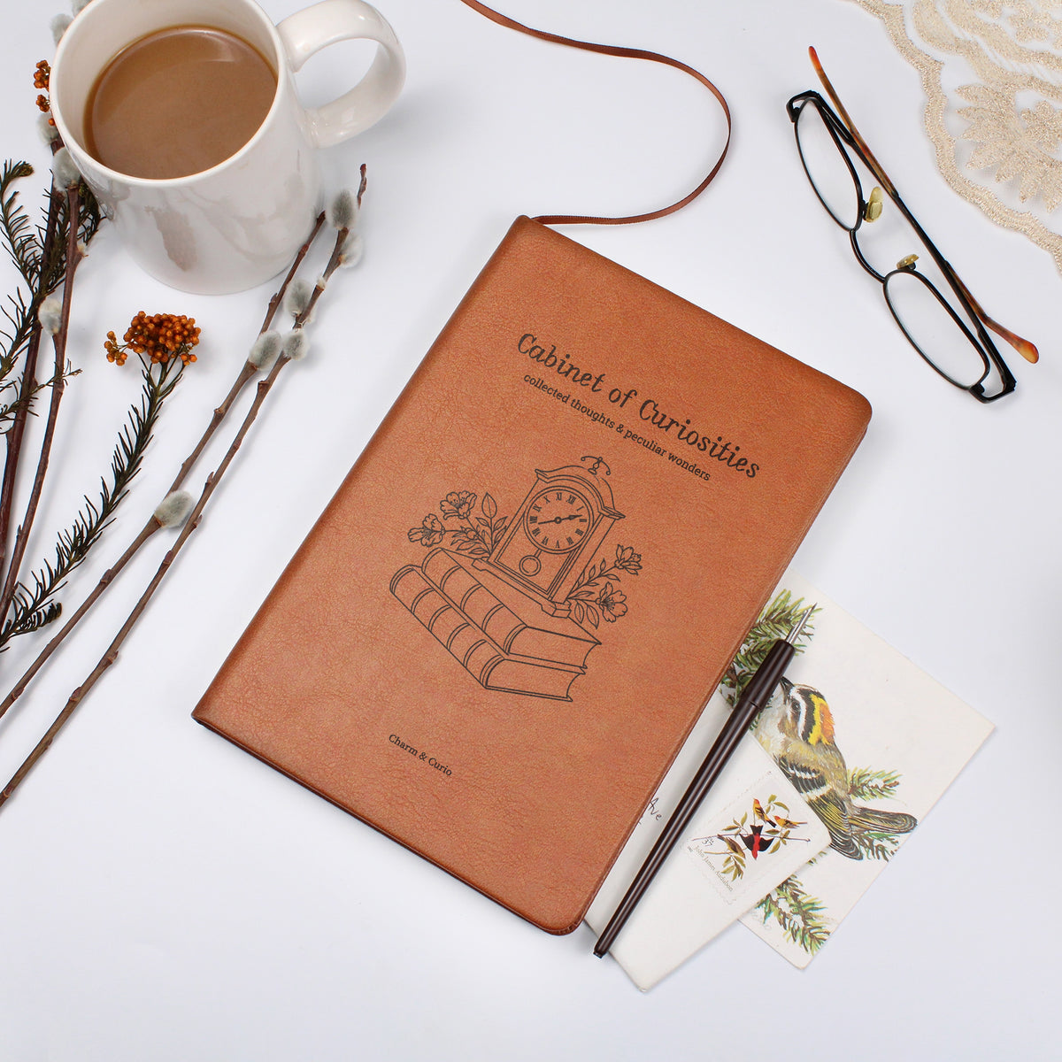 Cabinet of Curiosities – Antique-Inspired Engraved Leather Journal