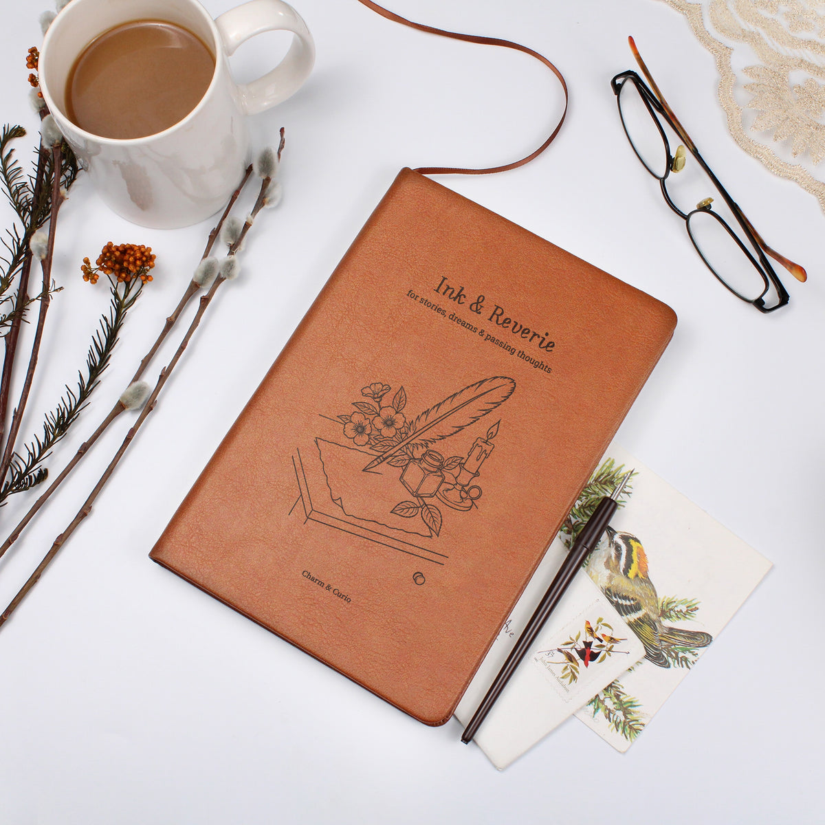 Ink & Reverie – Vintage Writer's Engraved Leather Journal