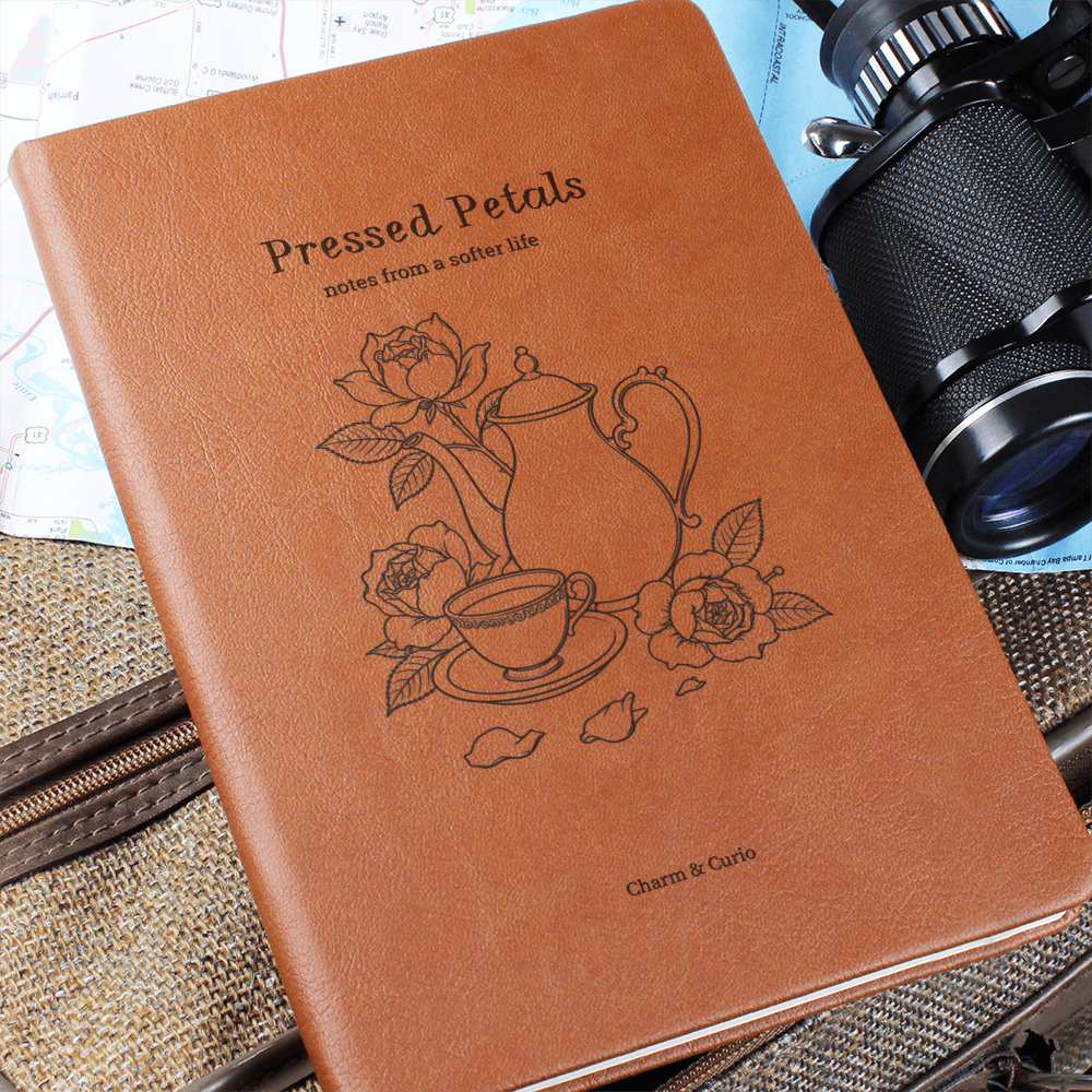 Pressed Petals – Vintage Rose & Tea Engraved Leather Journal