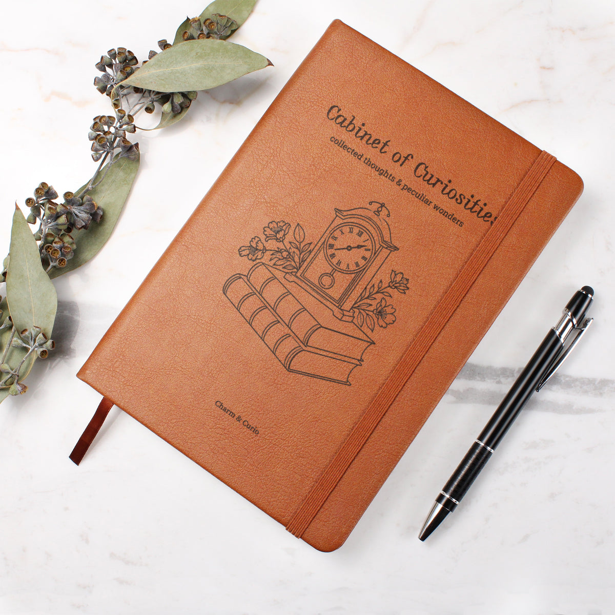 Cabinet of Curiosities – Antique-Inspired Engraved Leather Journal