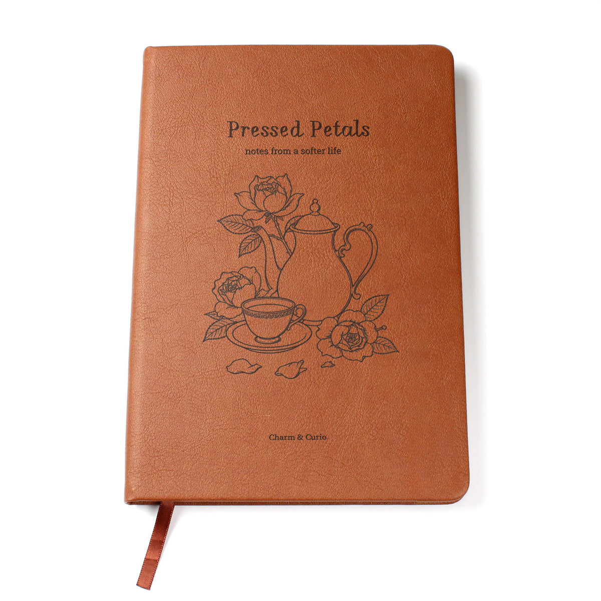 Pressed Petals – Vintage Rose & Tea Engraved Leather Journal