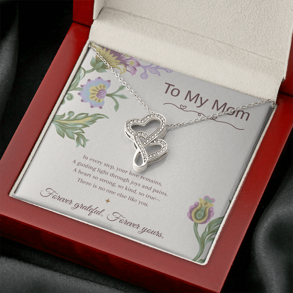 To My Mom Heart-to-Heart Necklace – Mother's Day Gift – Meaningful Jewelry with Message Card – Gift for Mom from Daughter or Son