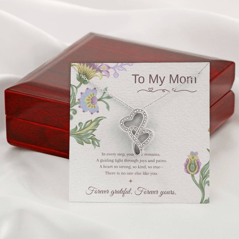 To My Mom Heart-to-Heart Necklace – Mother's Day Gift – Meaningful Jewelry with Message Card – Gift for Mom from Daughter or Son