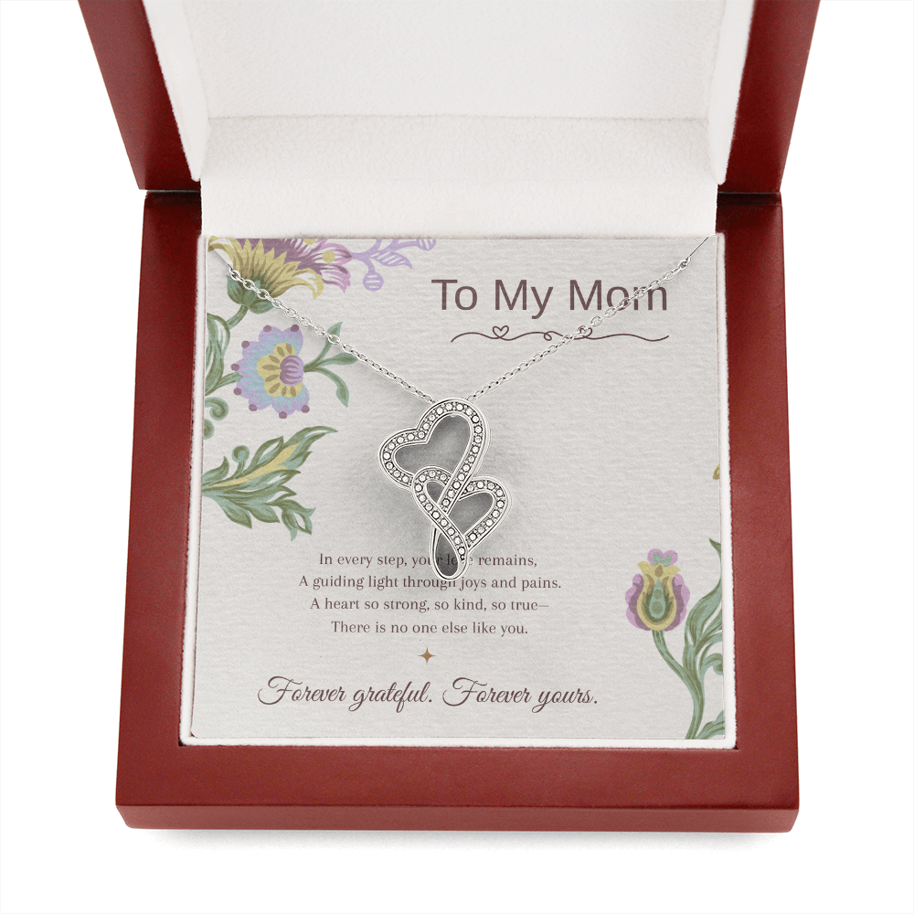 To My Mom Heart-to-Heart Necklace – Mother's Day Gift – Meaningful Jewelry with Message Card – Gift for Mom from Daughter or Son