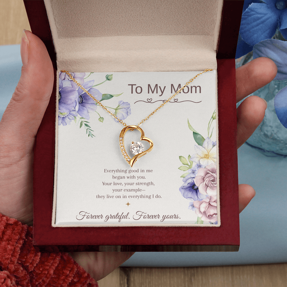 To My Mom Forever Love Necklace – Mother's Day Gift – Meaningful Jewelry with Message Card – Gift for Mom from Daughter or Son