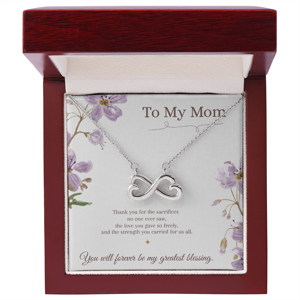 To My Mom Endless Love Necklace – Mother's Day Gift – Meaningful Jewelry with Message Card – Gift for Mom from Daughter or Son
