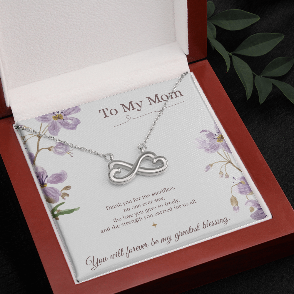 To My Mom Endless Love Necklace – Mother's Day Gift – Meaningful Jewelry with Message Card – Gift for Mom from Daughter or Son