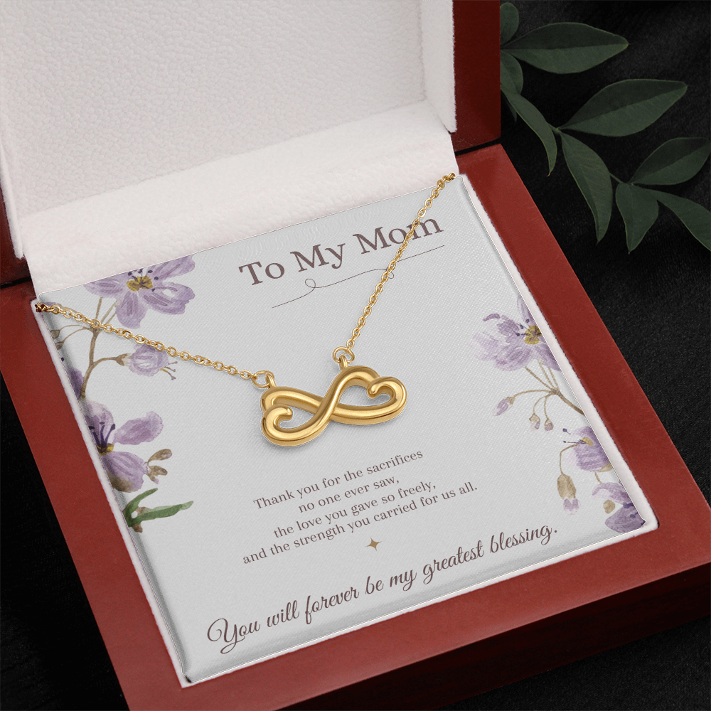 To My Mom Endless Love Necklace – Mother's Day Gift – Meaningful Jewelry with Message Card – Gift for Mom from Daughter or Son