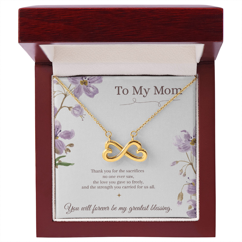 To My Mom Endless Love Necklace – Mother's Day Gift – Meaningful Jewelry with Message Card – Gift for Mom from Daughter or Son